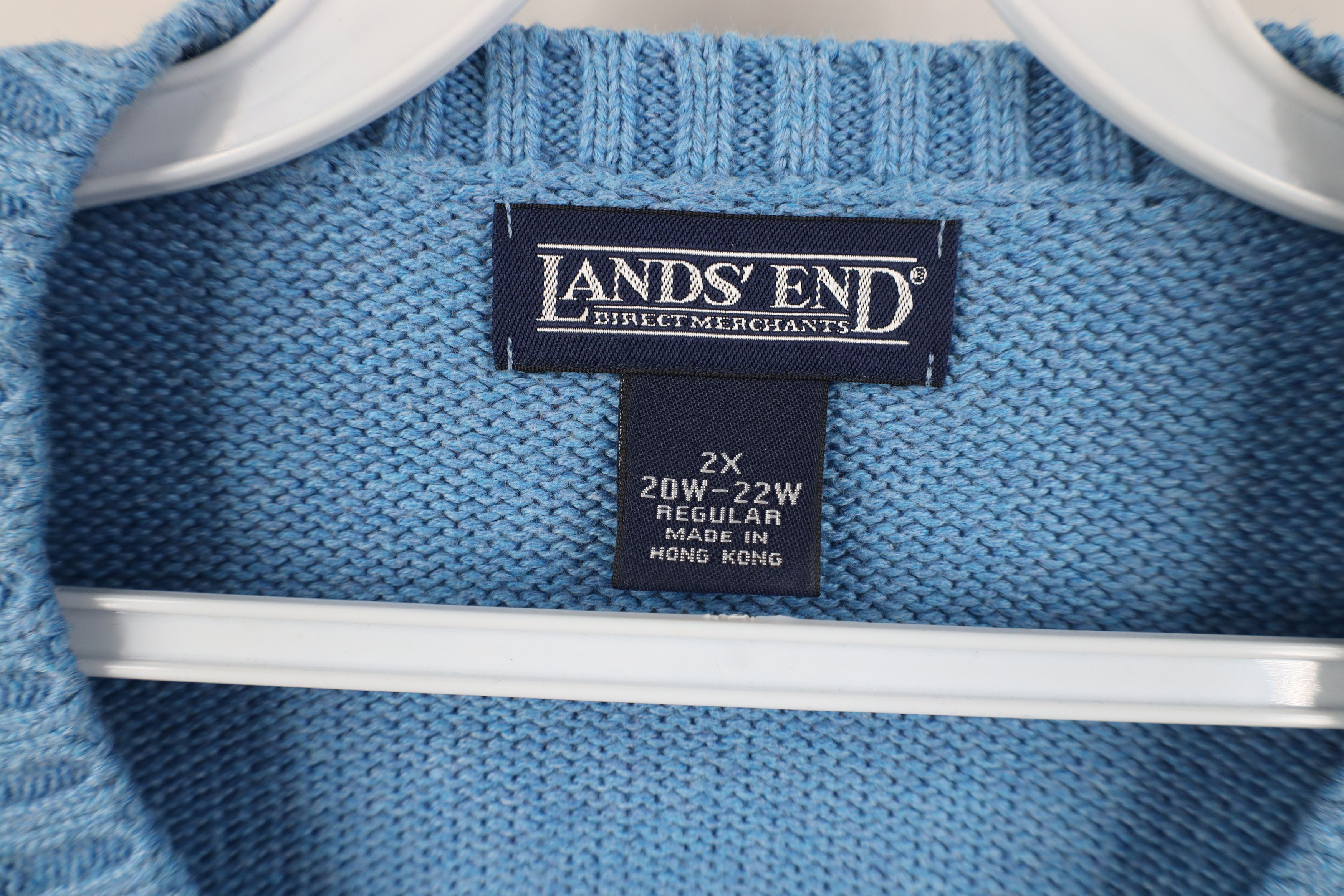 Lands' End Vintage 90s Lands End Blank Cotton Knit Short Sleeve Sweater Size XXL / US 16-18 / IT 52-54 - 4 Thumbnail
