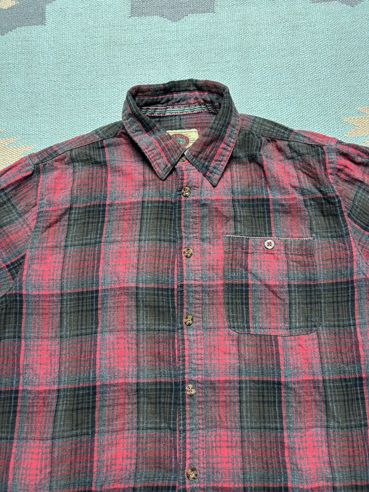 Vintage Boston traders flannel shirt shadow plaid brushed cotton L Size US L / EU 52-54 / 3 - 2 Thumbnail