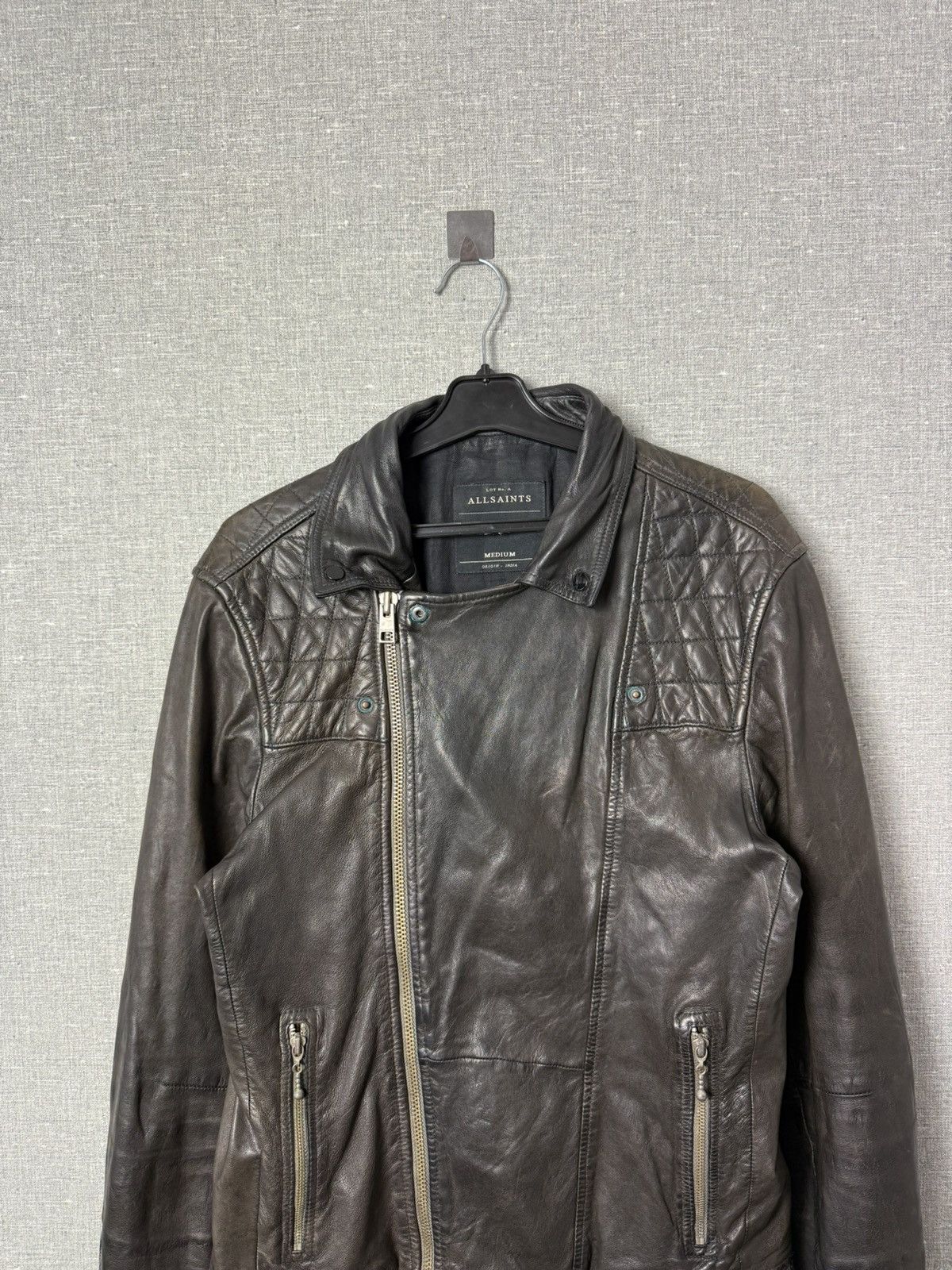 Allsaints AllSaints Conroy Distressed Brown Leather Biker Jacket Size US M / EU 48-50 / 2 - 10 Thumbnail