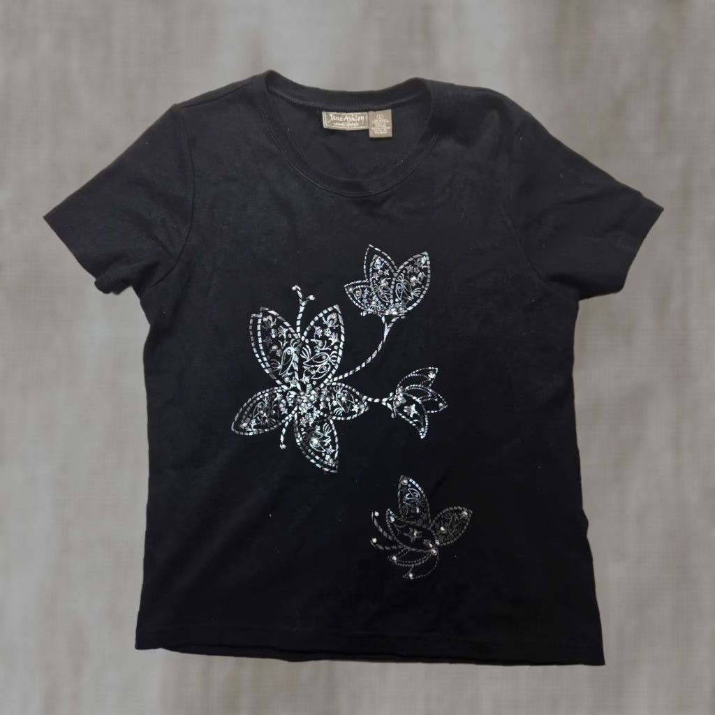 Vintage Jane Ashley Shirt Floral Embroidered Black Adult Women's Size L Large Size L / US 10 / IT 46 - 1 Thumbnail