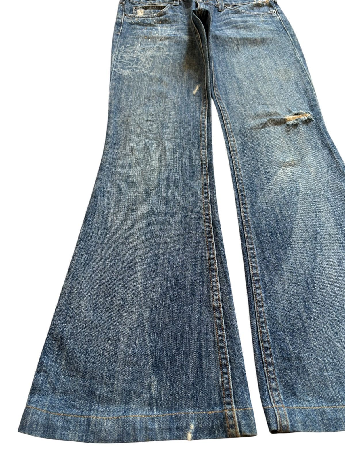 Japanese Brand Vintage Japanese Brand Mud Wash Distressed Bellbottom Jeans Size 31" - 6 Thumbnail