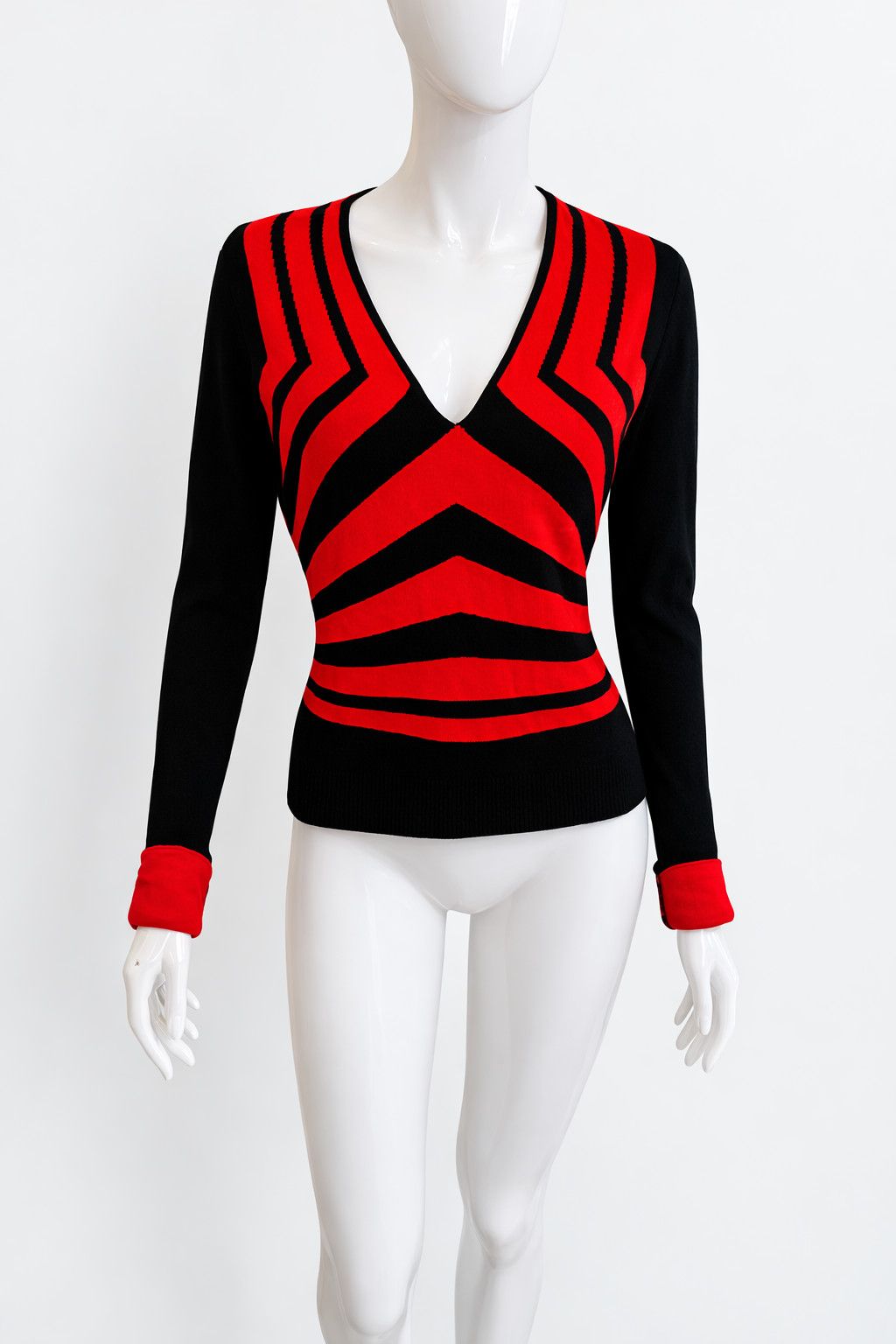 Thierry Mugler Thierry Mugler Couture 2001 F/W Red Black Striped Top Size M / US 6-8 / IT 42-44 - 1 Thumbnail