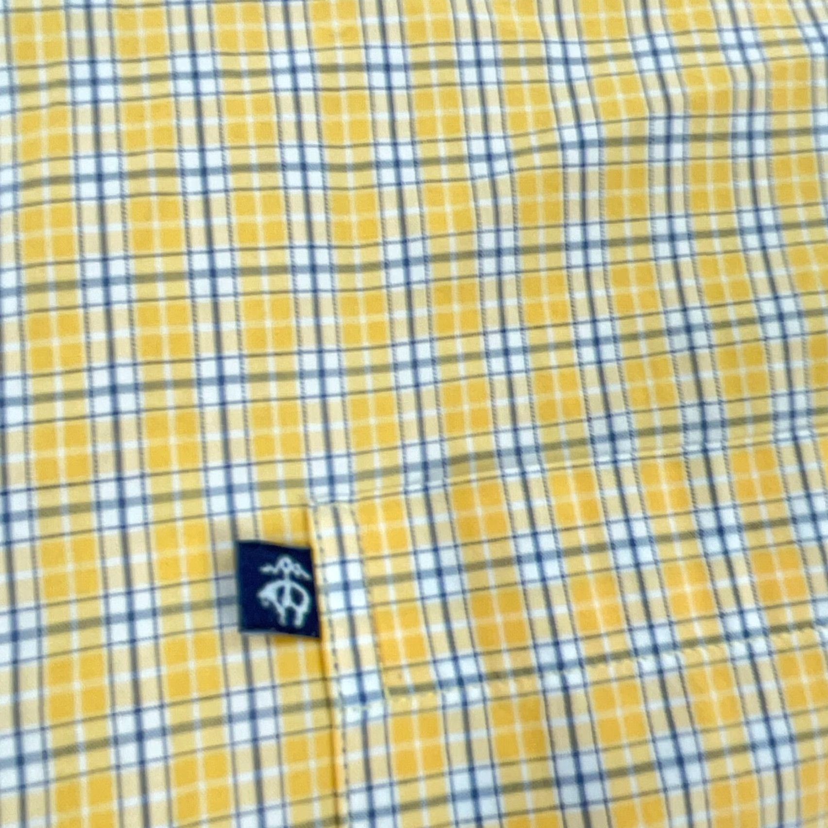 Brooks Brothers Brooks Brothers Shirt Men XL Yellow Blue Plaid Button-Up Casual Dress 346 Poplin Size 46R - 5 Thumbnail