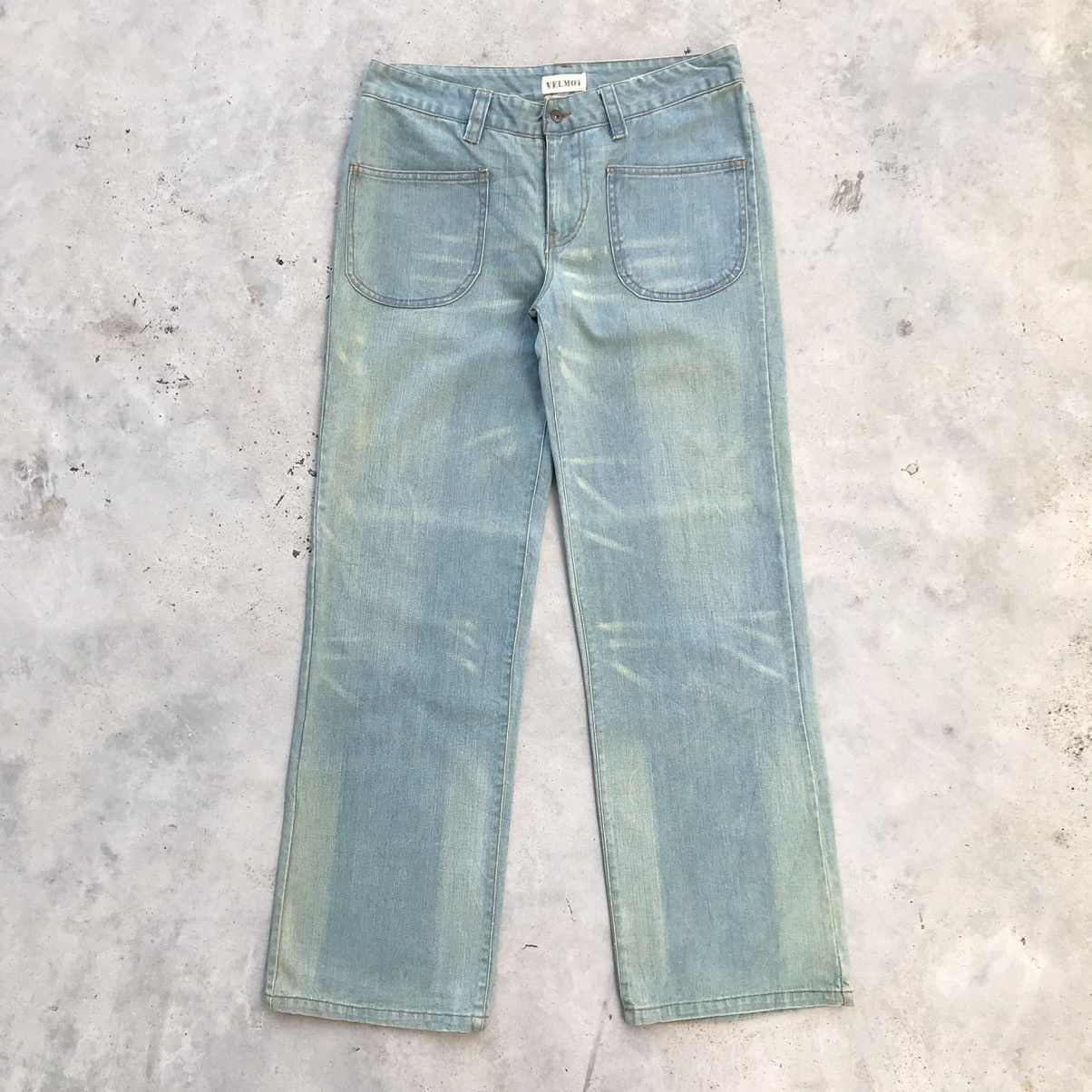 image of Tornado Mart x Vintage 2000's Velmot Patch Pocket Straight Cut Washed Jeans in Light Blue Washed, W
