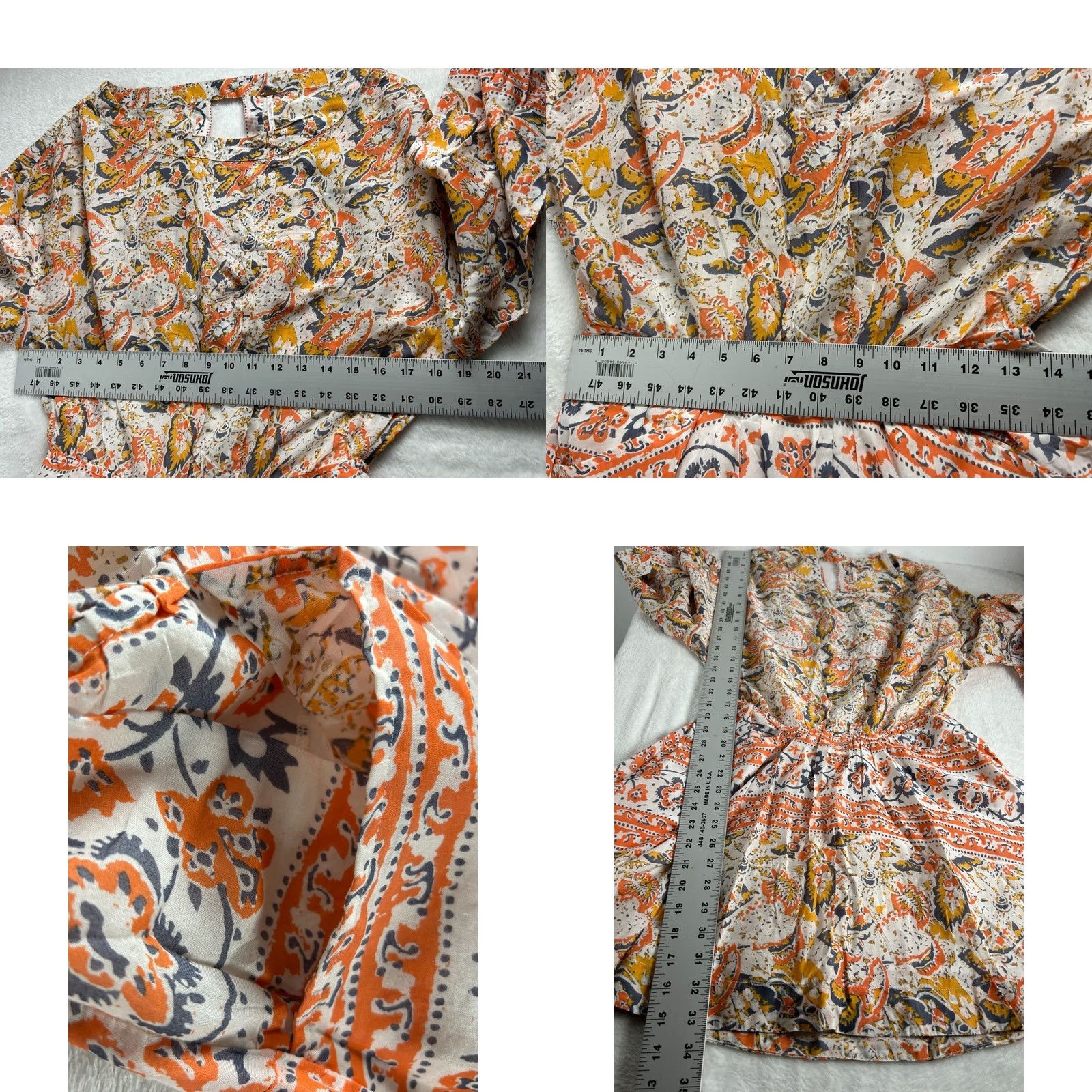 Free People VINTAGE-NOT? Free People Mini Dress Short Sun Printed Long Sleeve Cut Out Back Button NWOT Size S / US 4 / IT 40 - 8 Thumbnail