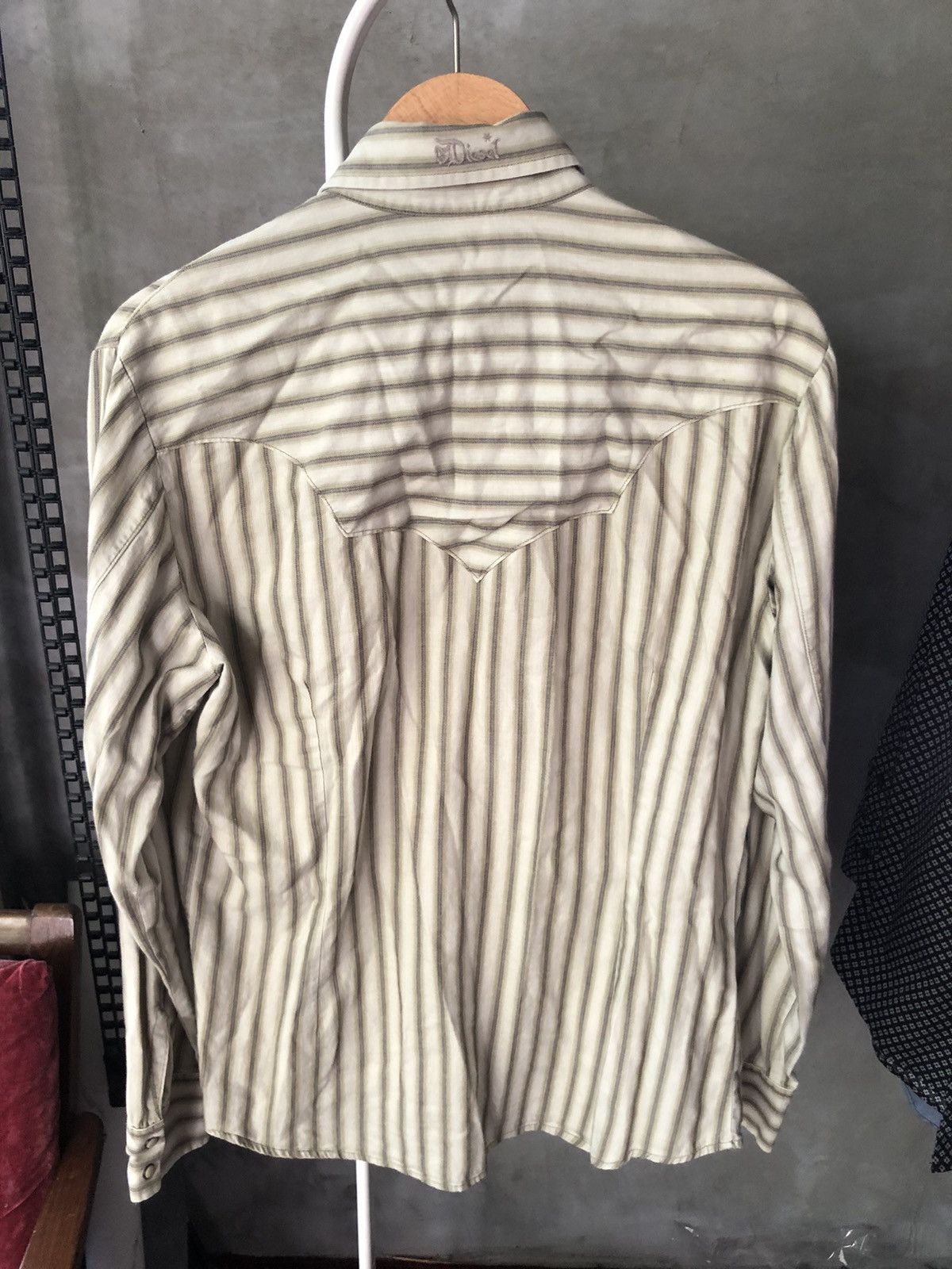 Diesel Diesel Men’s Striped Western Shirt – Size M Beige/Brown Y2K Size US M / EU 48-50 / 2 - 6 Thumbnail