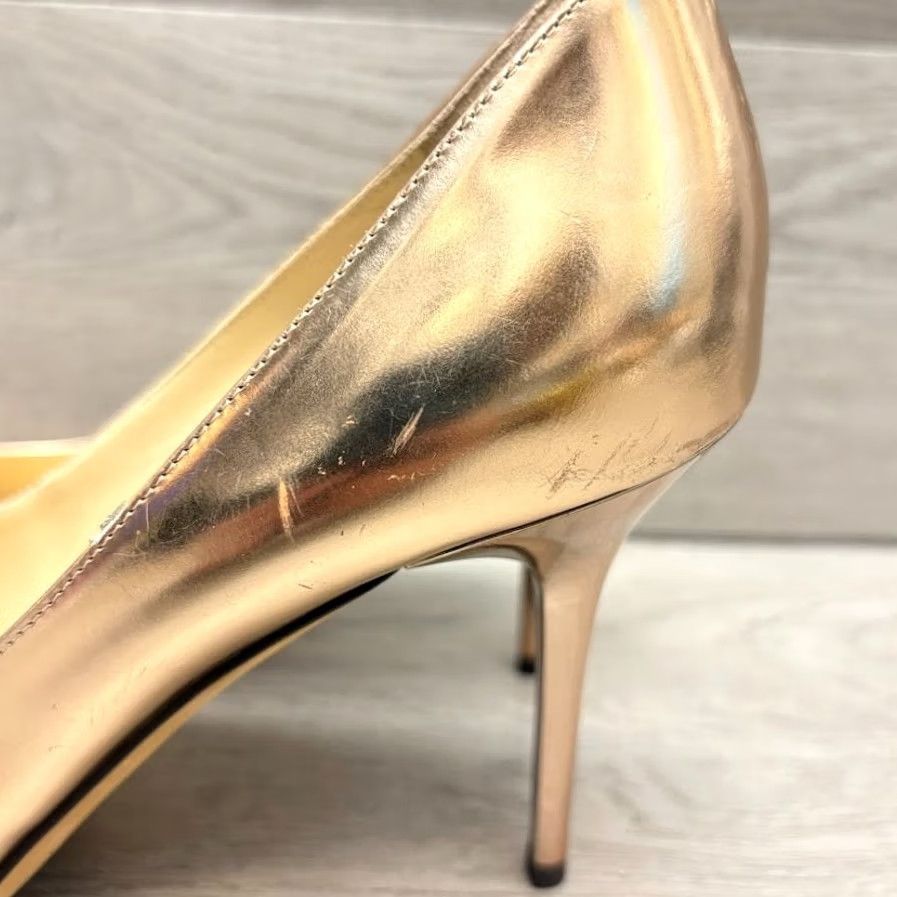Jimmy Choo Jimmy Choo Pump Heel Stiletto Womens EU 40 Gold Ballet Pink Liquid Mirror Leather Pump Size US 7 / IT 37 - 5 Thumbnail