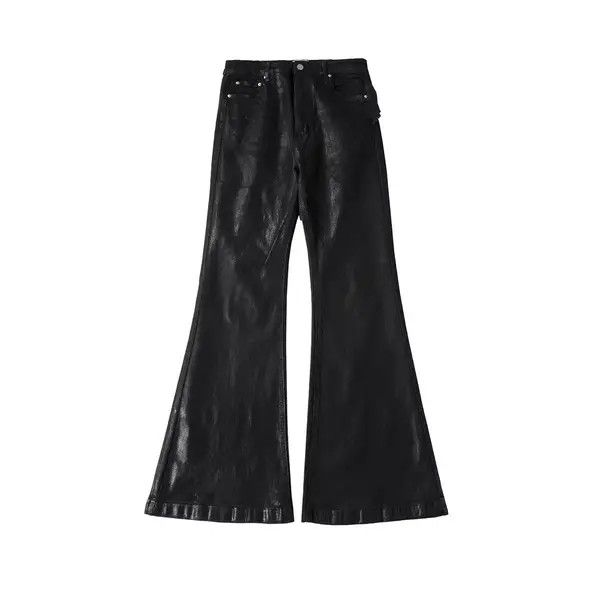 Other Streetwear Wax Leather Stretch Hombre Baggy Flare Pants Size US 33 - 3 Thumbnail