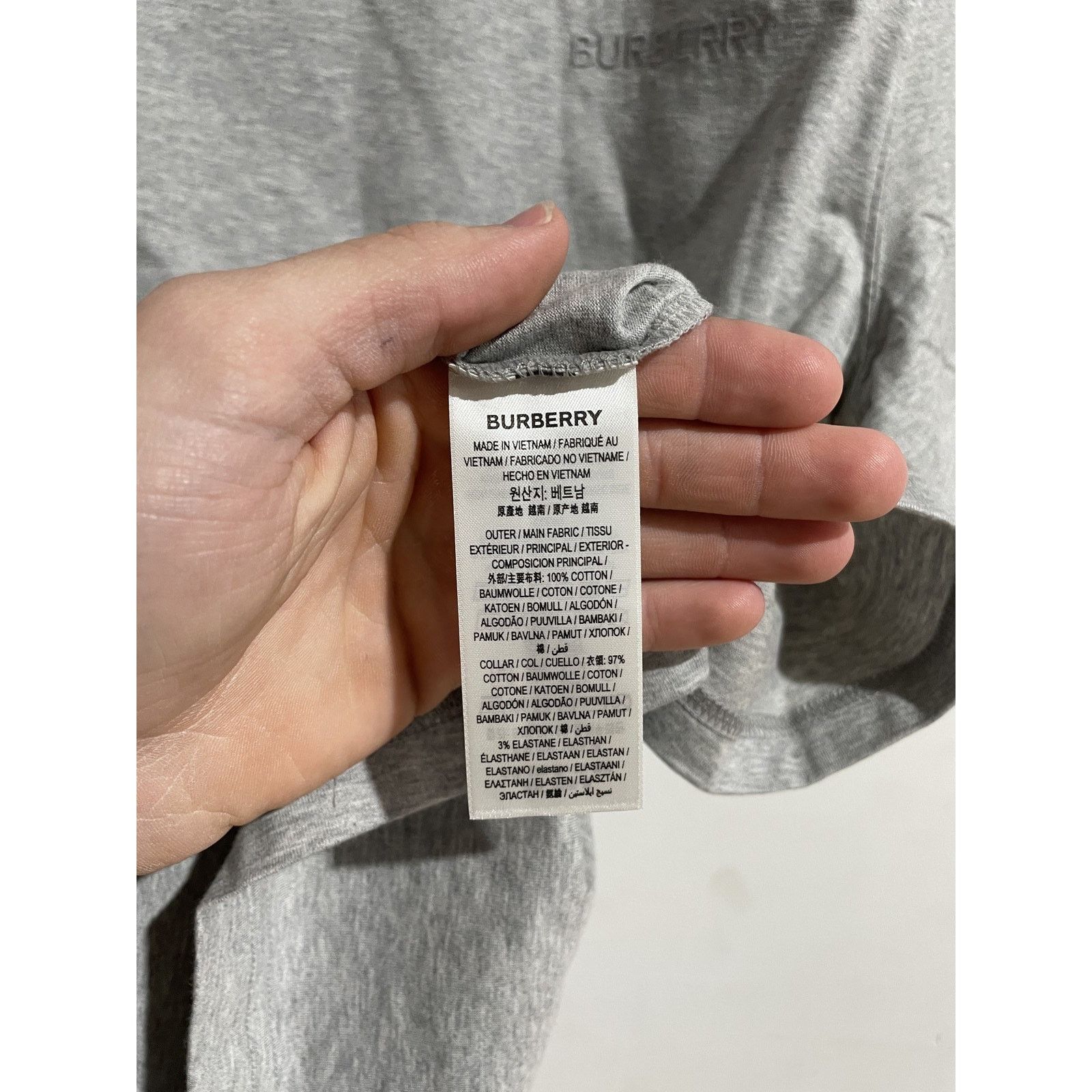 Burberry BURBERYY EMBROIDERED LOGO TSHIRT GREY SIZE XL PREOWNED Size US XL / EU 56 / 4 - 5 Thumbnail