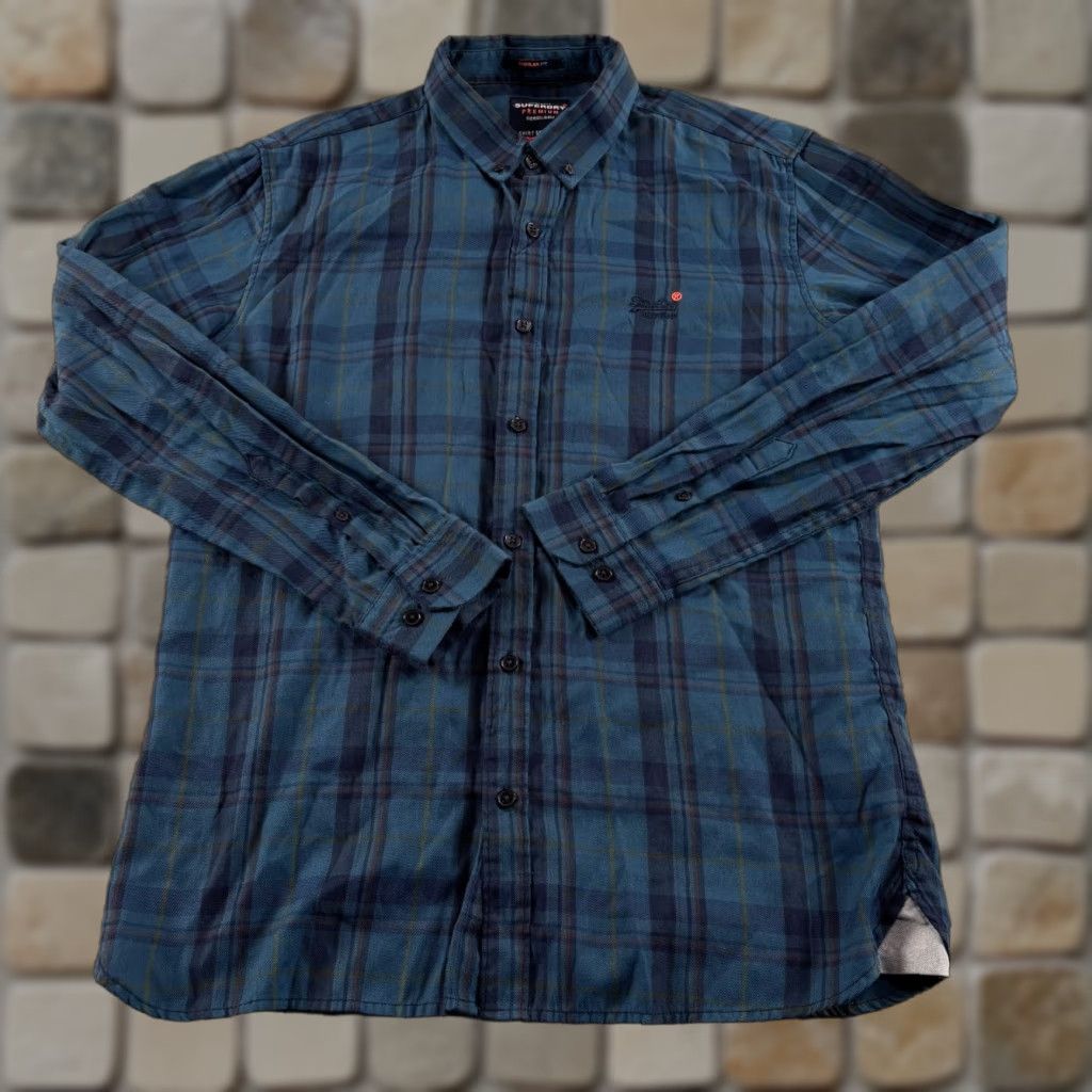 Superdry VINTAGE Superdry Shirt Mens L Blue Plaid Flannel Button Down Lumberjack Size US L / EU 52-54 / 3 - 1 Thumbnail