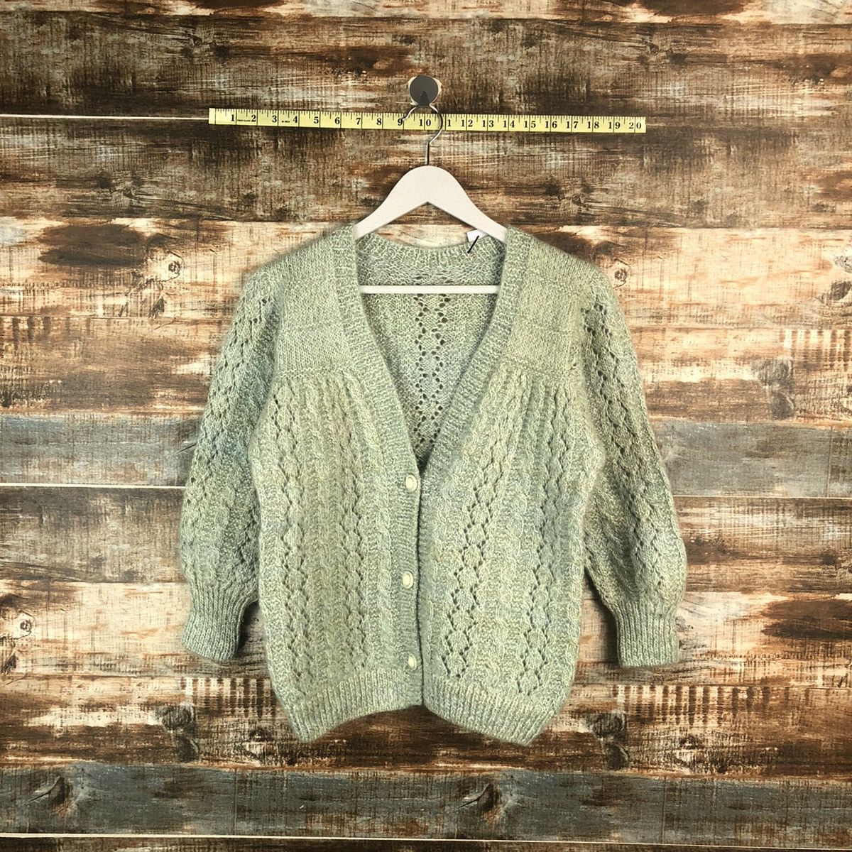 Japanese Brand Japan cardigan vintage faded Green Knitwear #A2282 Size S / US 4 / IT 40 - 1 Thumbnail