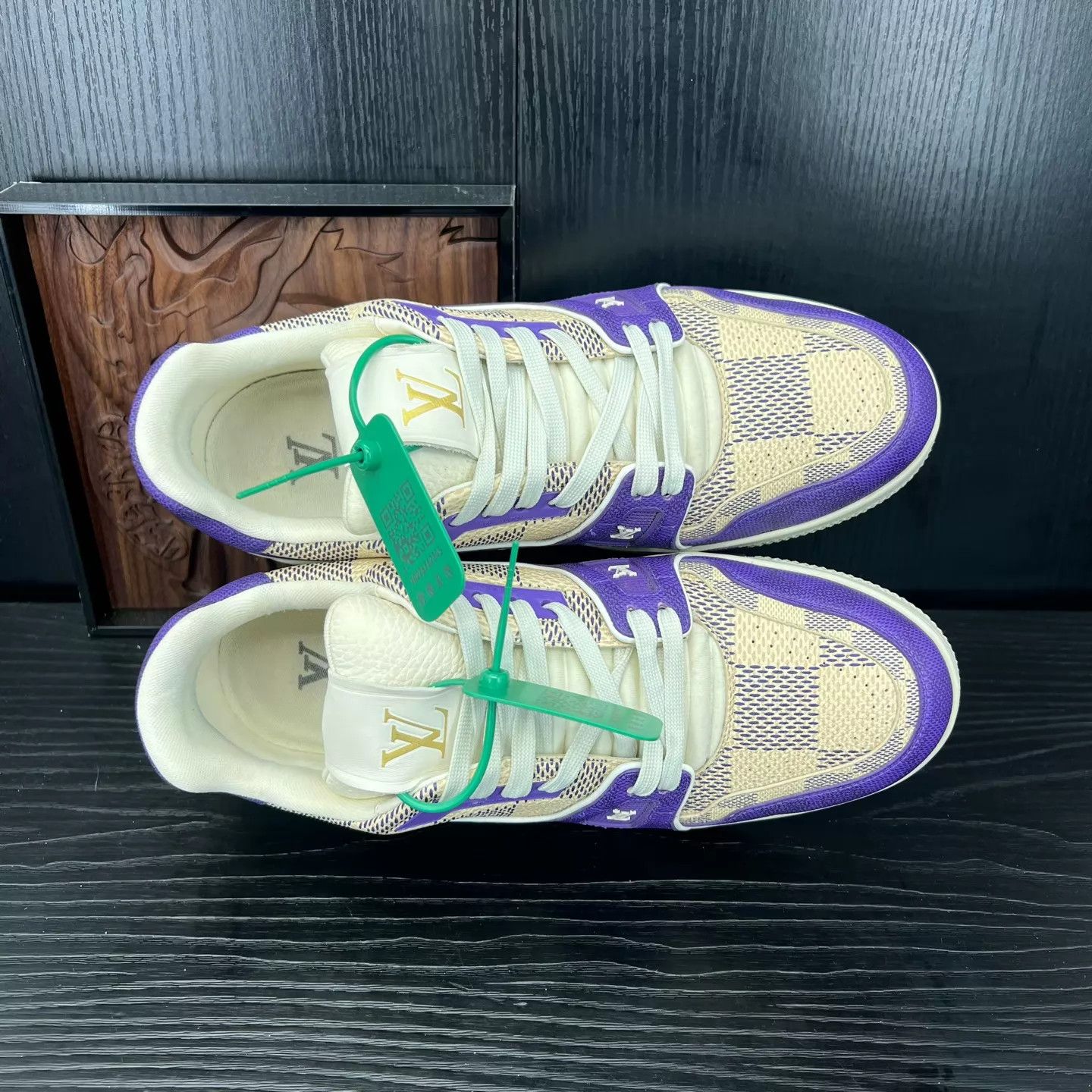 Louis Vuitton LV Trainer White Purple Checkerboard 42 New Size US 8 / EU 41 - 6 Thumbnail