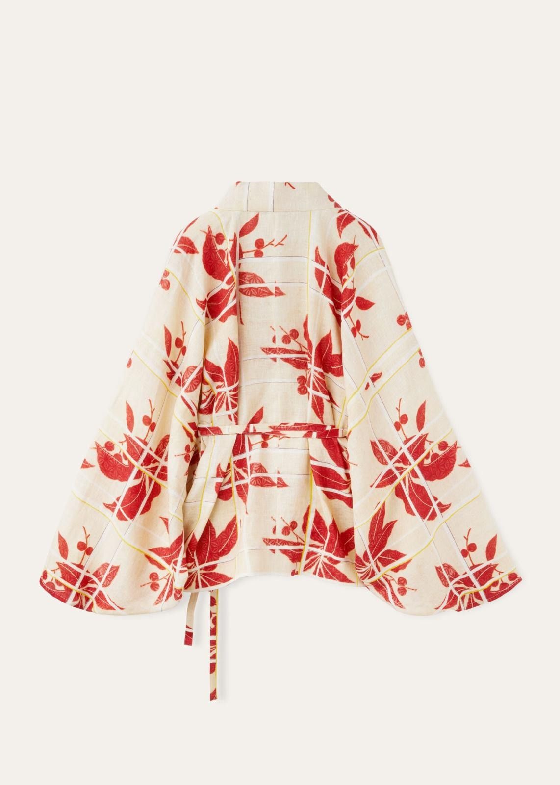 o1srvl11e0725 FAO0577 Linen Short Jacket in Multicolor