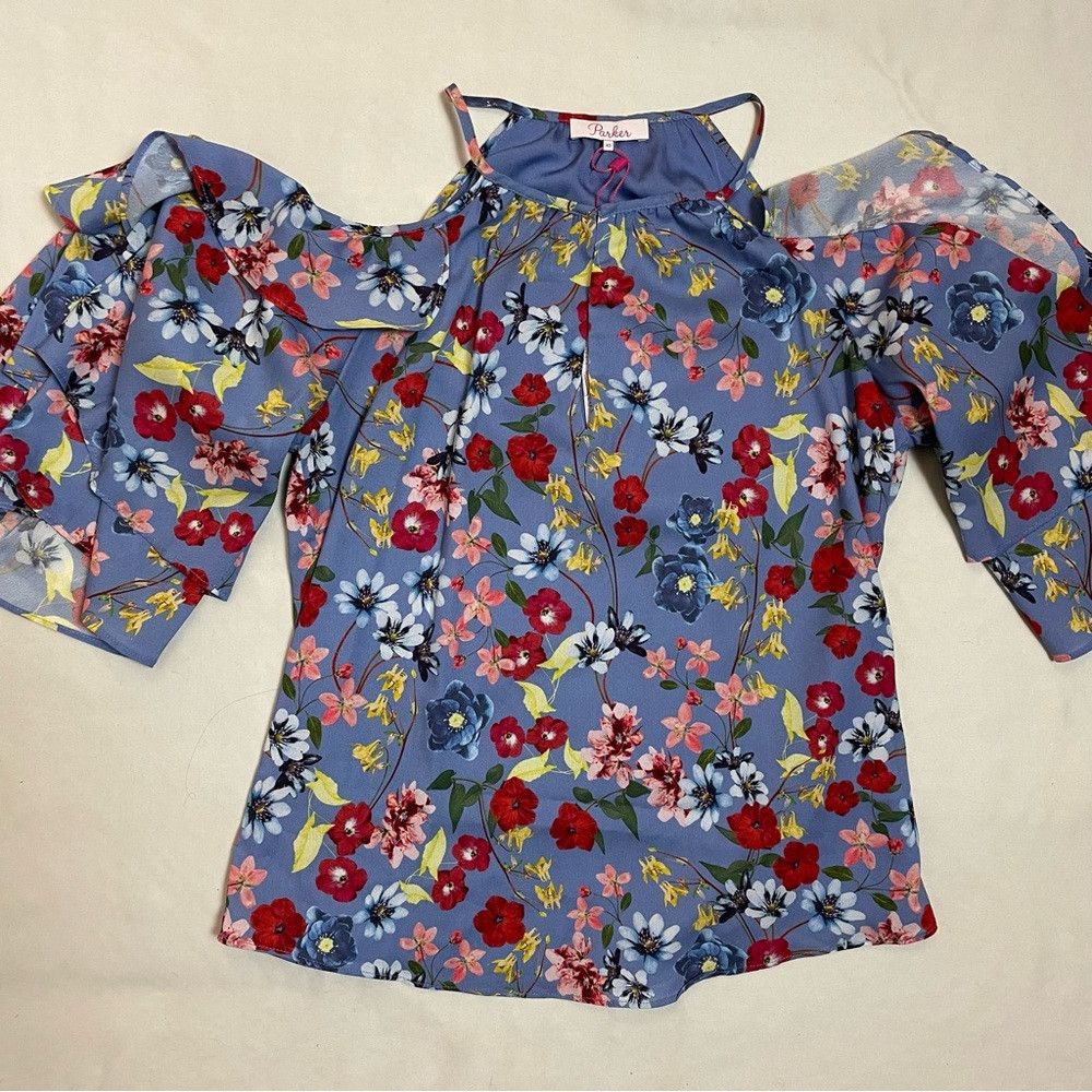 Parker NWT New $268 Parker Cold-Shoulder Floral Lilac Top Size XS Size XS / US 0-2 / IT 36-38 - 5 Thumbnail