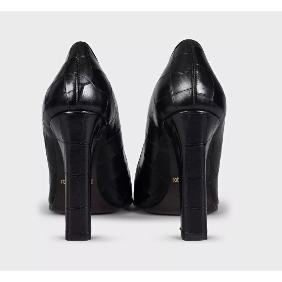 Roberto Cavalli Roberto Cavalli Black Embossed Leather Pumps Sz.36 Size US 6 / IT 36 - 4 Thumbnail