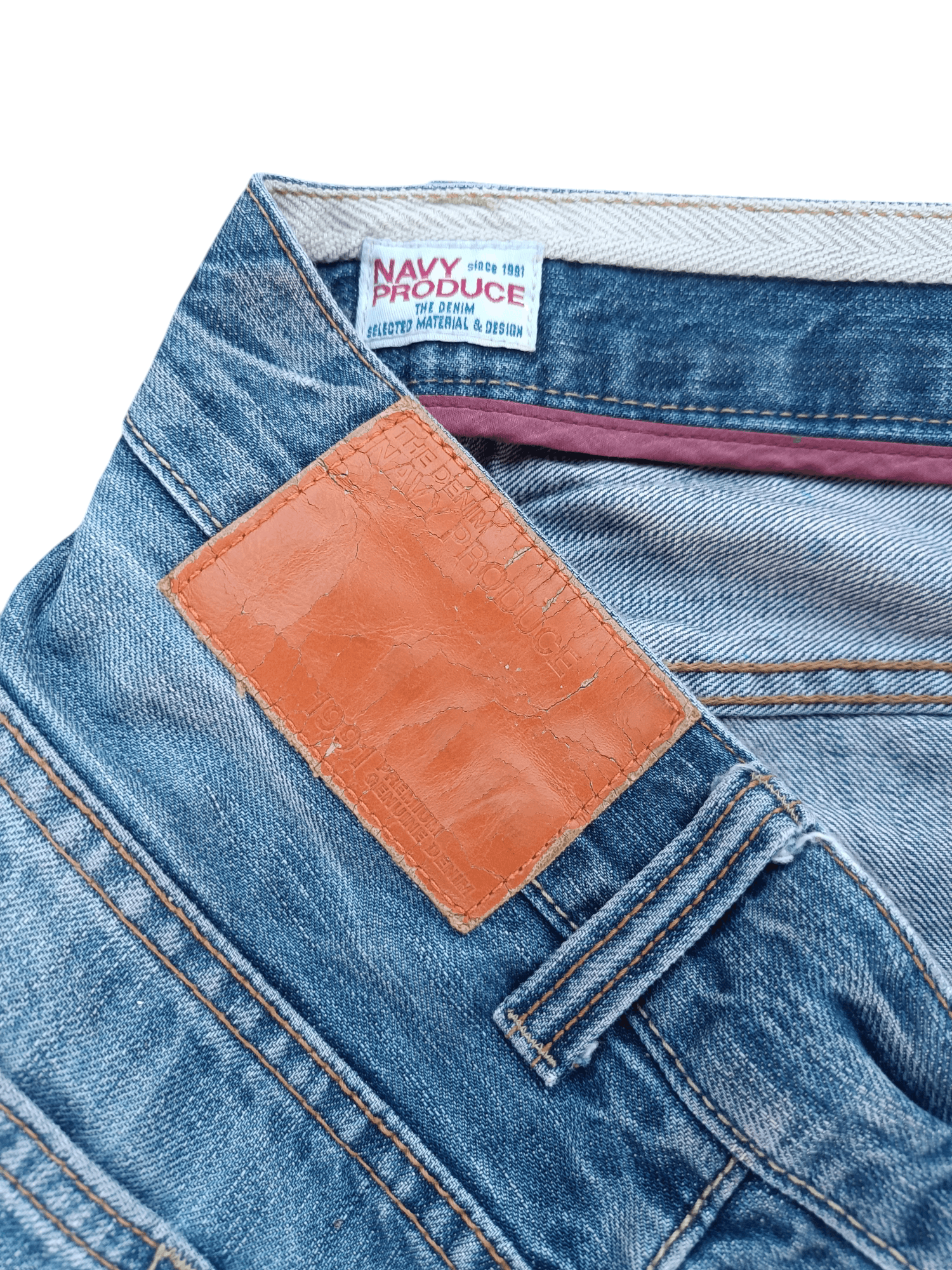 Japanese Brand Navy Produce Distressed Whiskers Faded Denim E206 Size US 34 / EU 50 - 10 Thumbnail