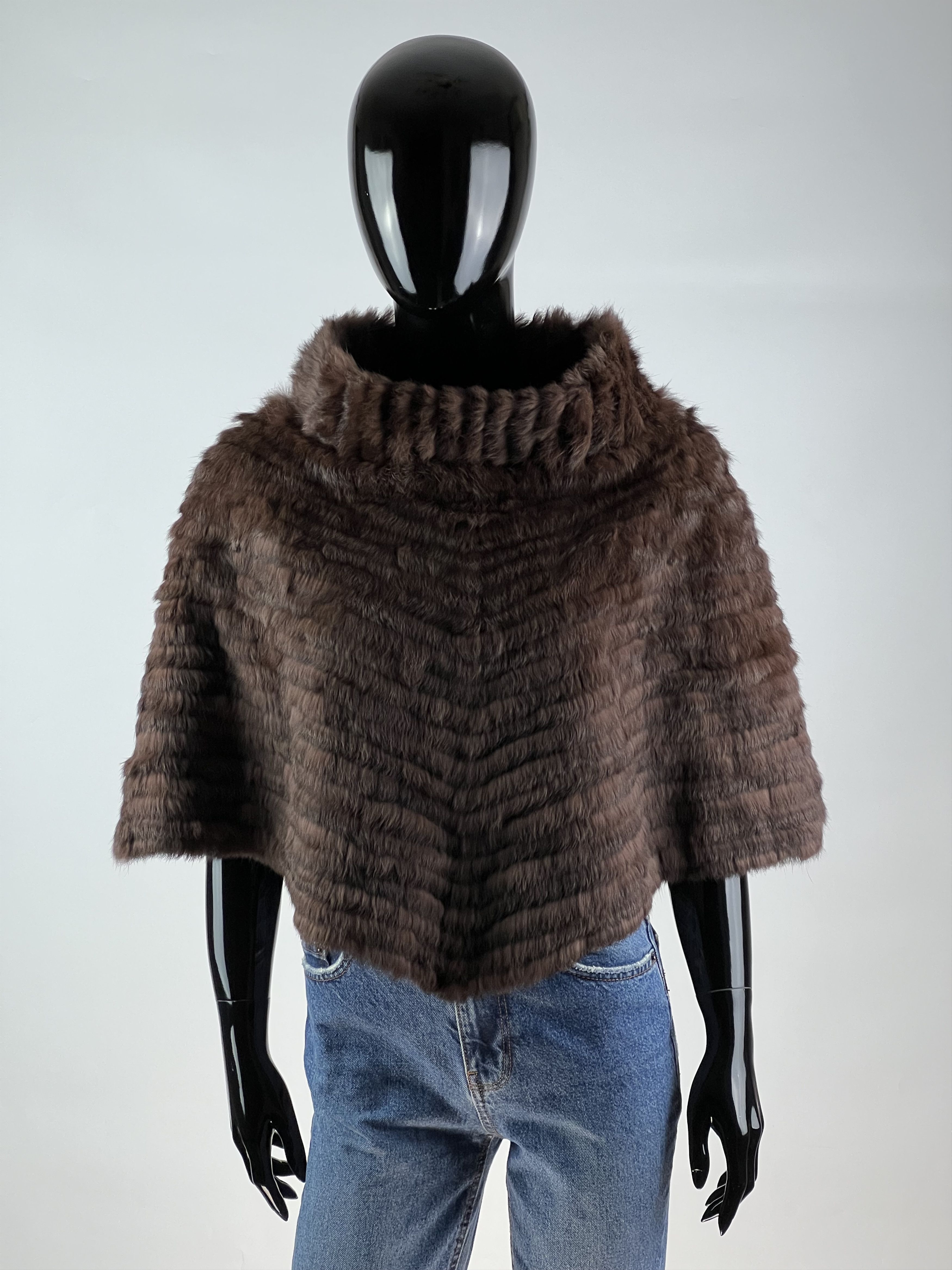 Designer Annabelle New York Rabbit Fur Poncho Cape One Size Size ONE SIZE - 1 Thumbnail