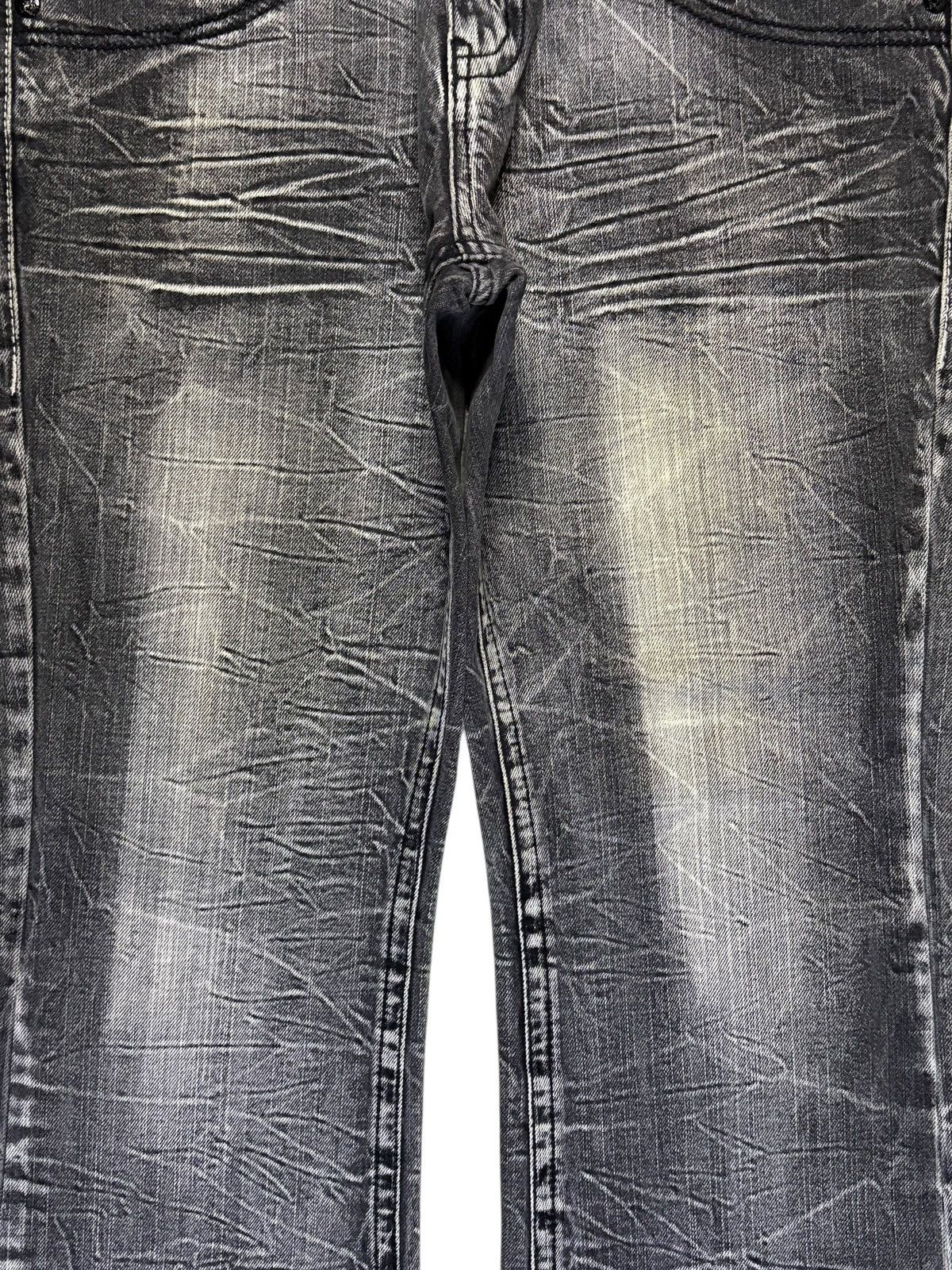 Japanese Brand Vintage Japanese Blow by Blue Cracked Wash Flare Jeans Size US 33 - 5 Thumbnail