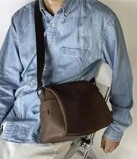 Fashion Faux Leather Crossbody Messenger Bag in Brown, Men's