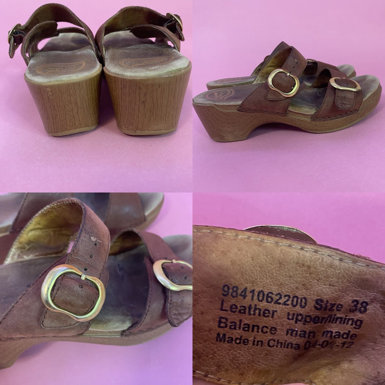 Dansko Dansko Sophie Brown Leather Buckle Double Strap Block Sandal Sz Eu 38 US 7.5 Womens Size US 8 / IT 38 - 8 Thumbnail