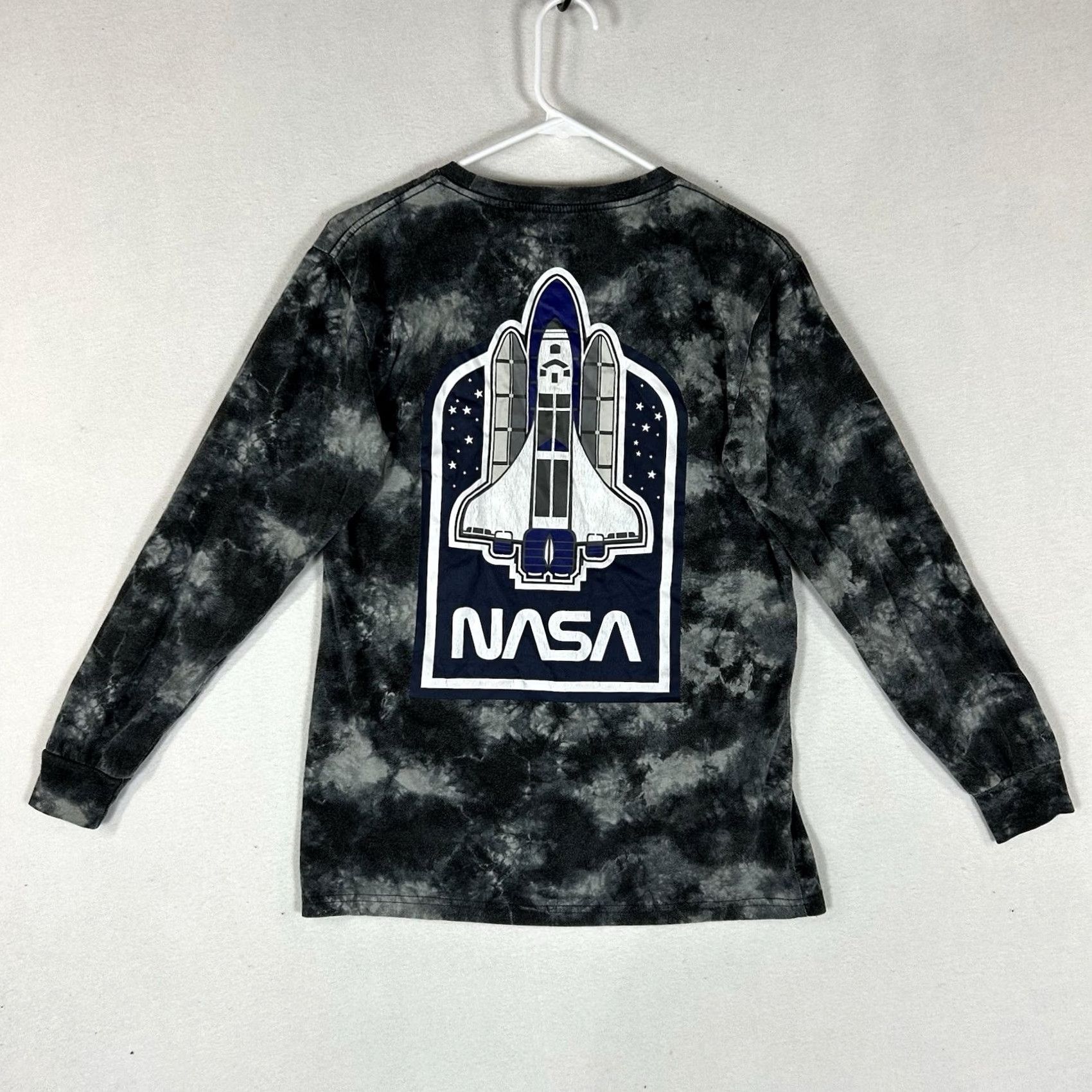 NASA NASA Shirt Mens S Gray Tie-Dye Long Sleeve Rocket Crew Neck T-Shirt Size US S / EU 44-46 / 1 - 4 Thumbnail