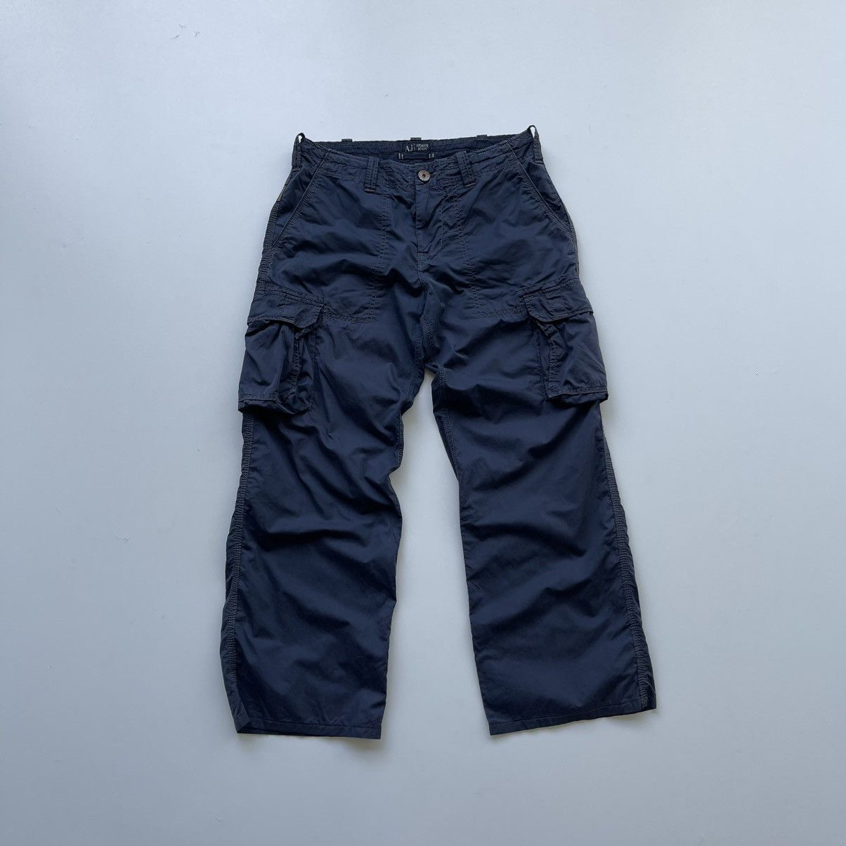 Armani Armani Jeans Vintage Baggy Cargo Pants Blue Rare Y2K Italy Size US 31 - 1 Thumbnail