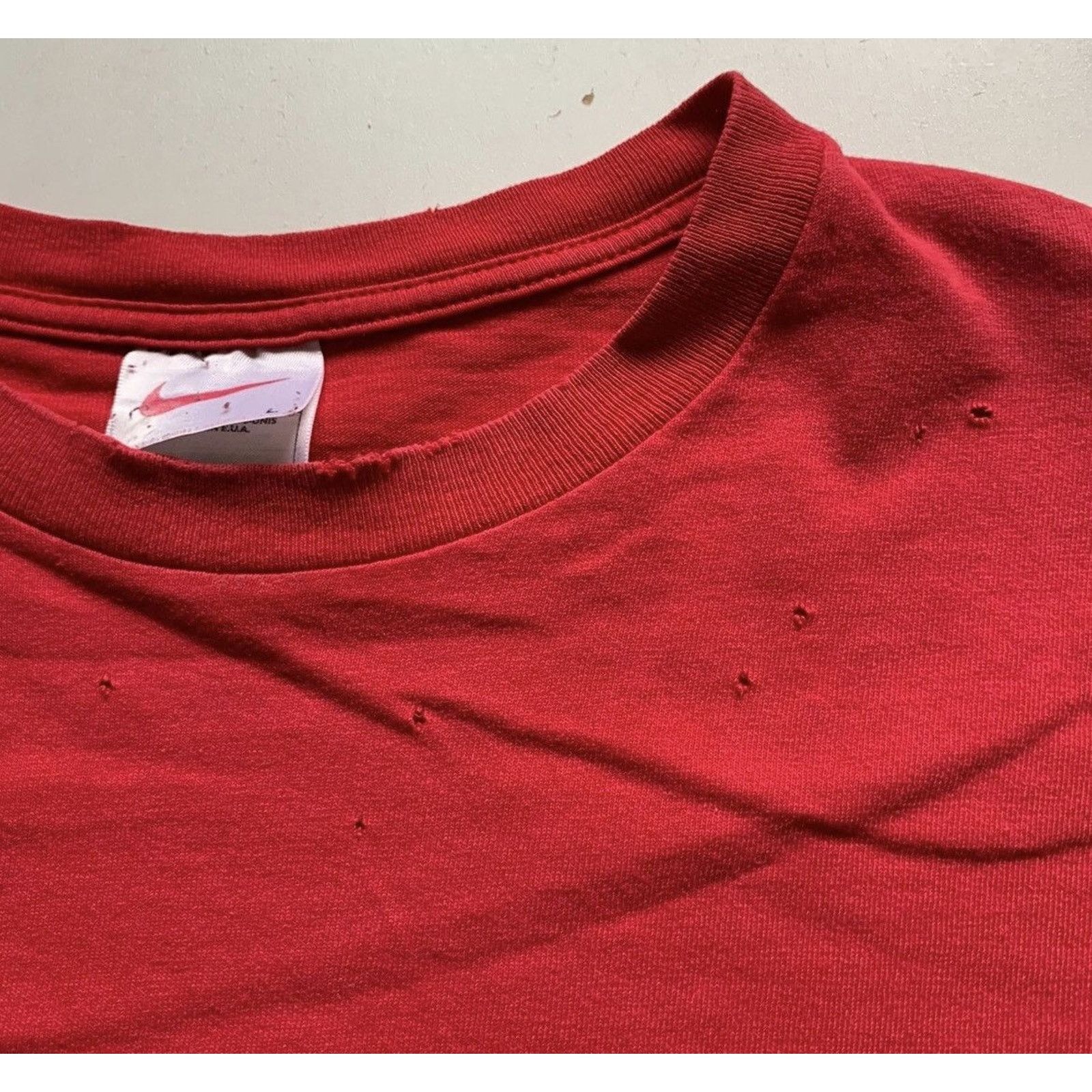 Nike × Vintage Vintage 90s Nike Air T Shirt Swoosh Basic Large Red Rare Size US L / EU 52-54 / 3 - 3 Thumbnail