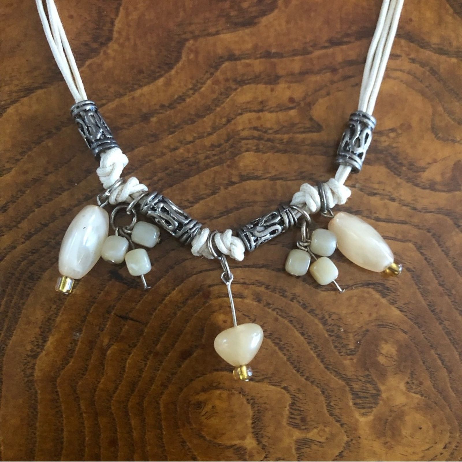 Handmade Hand crafted genuine stone cord choker necklace Size ONE SIZE - 9 Thumbnail