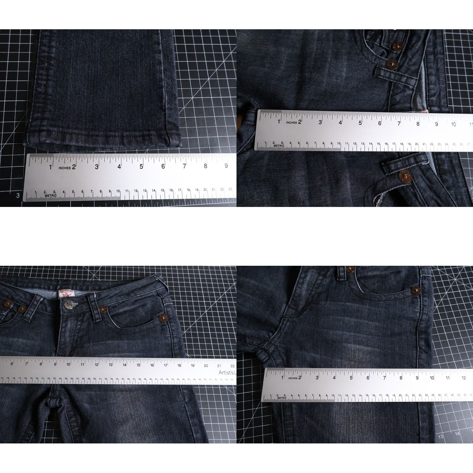 True Religion VINTAGE True Religion Joey Super T Jeans Women 30 Black Denim 5-Pocket Design Flap Pocket 32x32 Inseam 32 Size 30" / US 8 / IT 44 - 8 Thumbnail