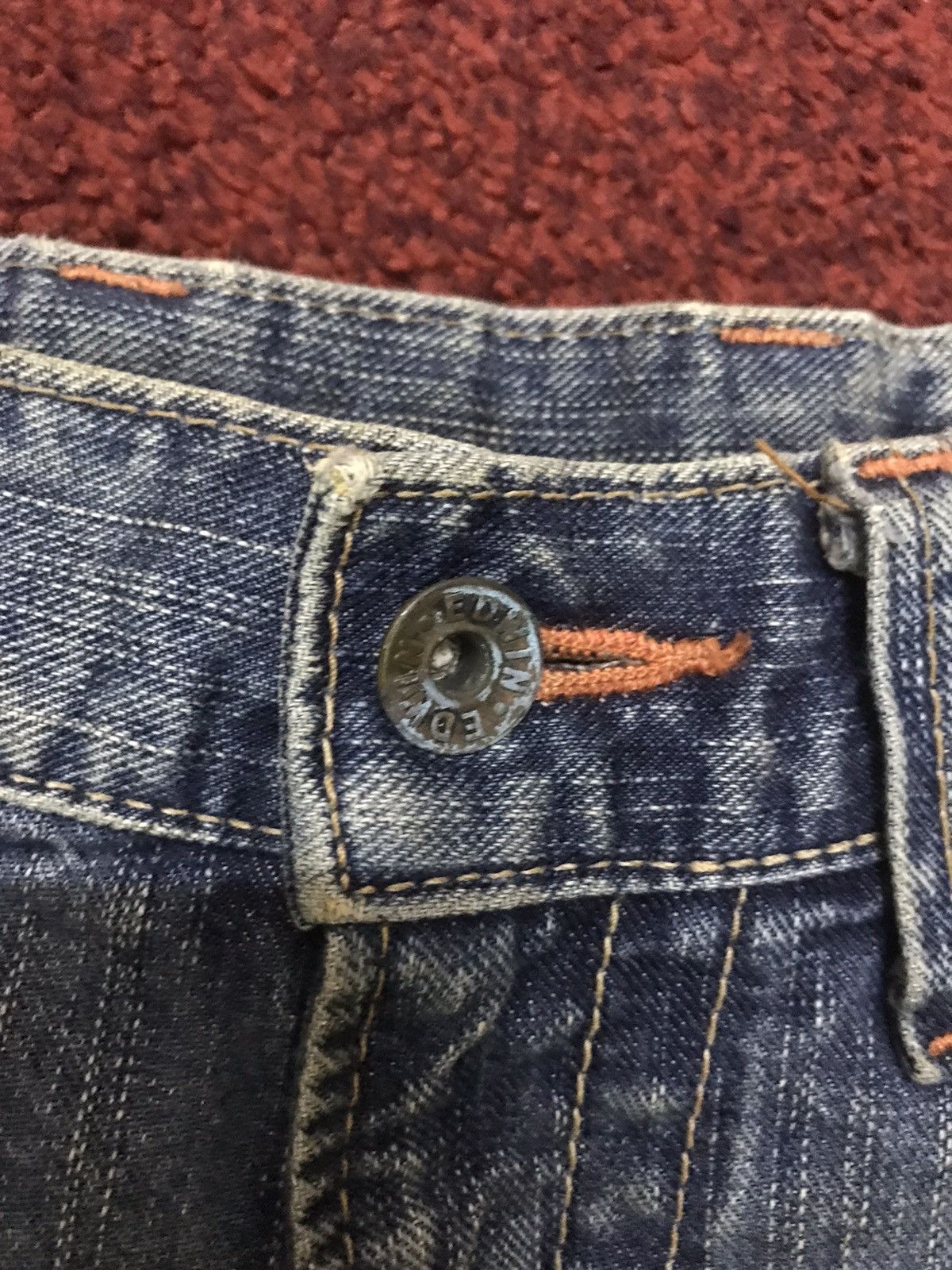 Edwin Flare EDWIN XVS Cinch Back Distressed Denim Size US 31 - 12 Thumbnail