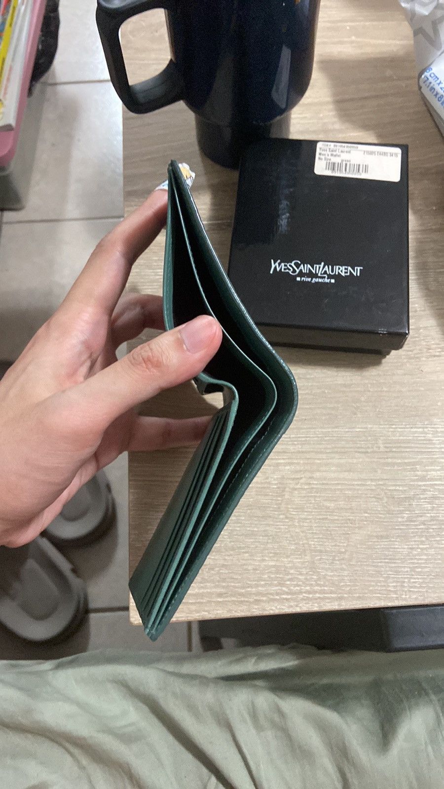 Yves Saint Laurent Vintage Yves Saint Laurent Green Embossed Leather Wallet Size ONE SIZE - 6 Thumbnail