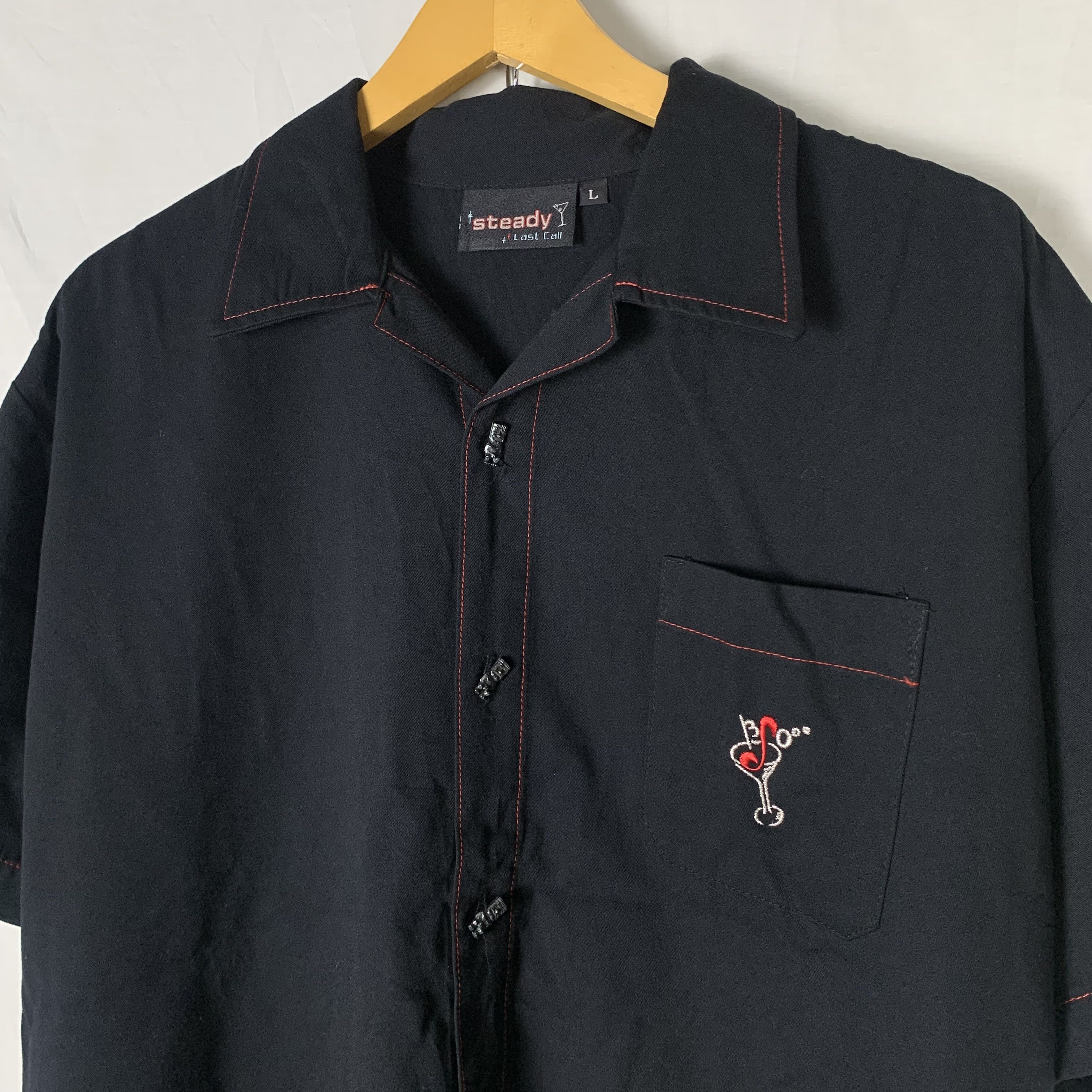 Japanese Brand Vintage 90s STEADY LAST CALL Pin Up Bowling Shirt Size US L / EU 52-54 / 3 - 4 Thumbnail