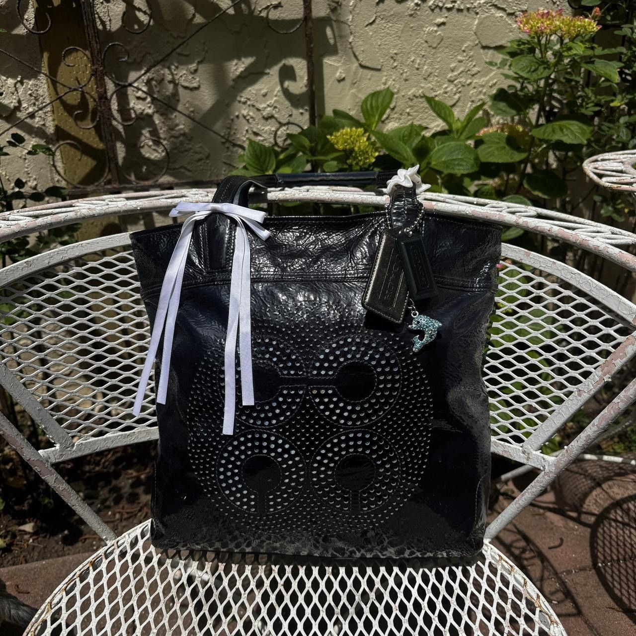 Coach Navy Patent Leather Coach Tote Size ONE SIZE - 1 Thumbnail