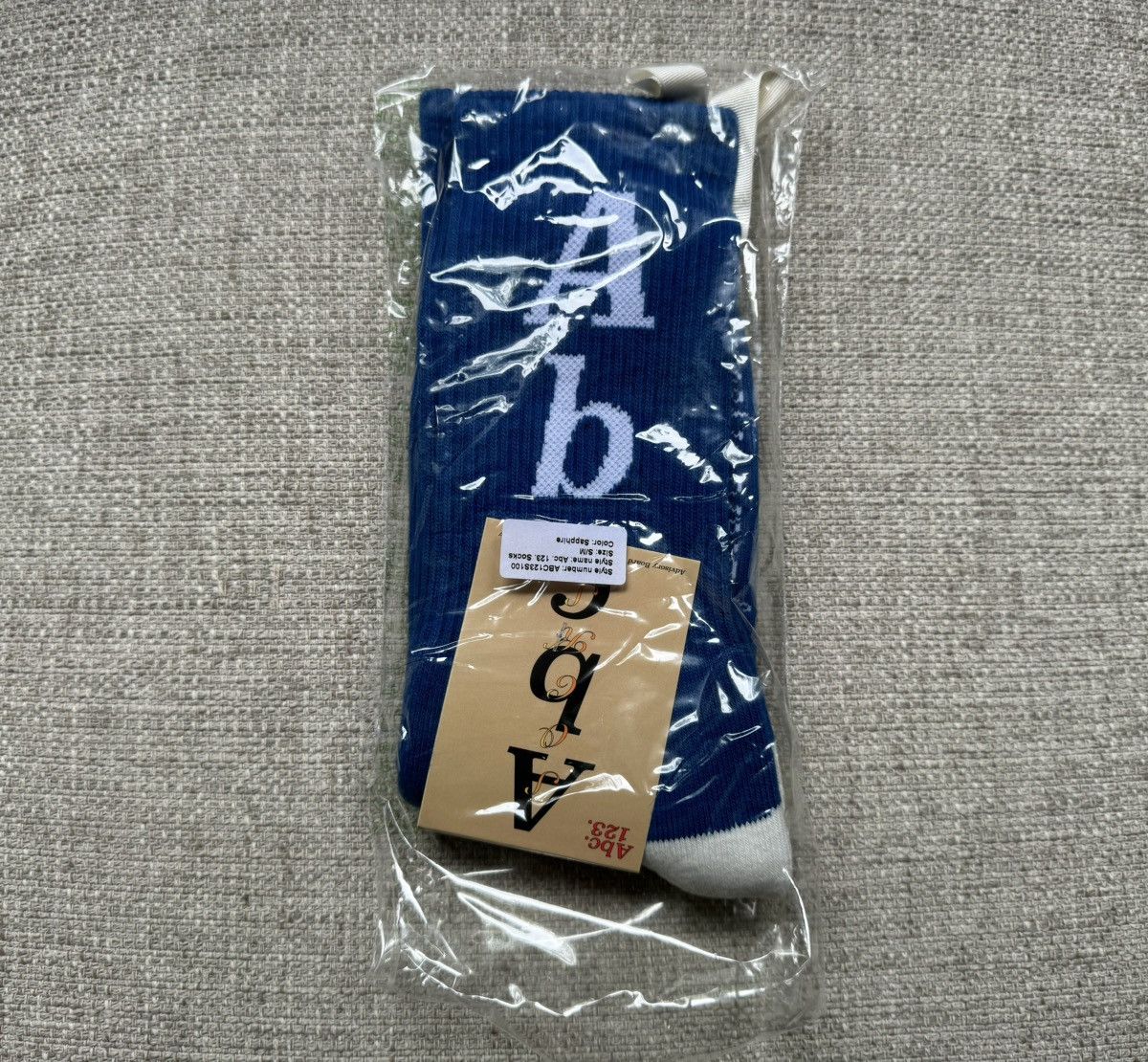 Advisory Board Crystals ITALY MADE ABC Socks Blue White ABC. 123 Cream Size ONE SIZE - 3 Thumbnail