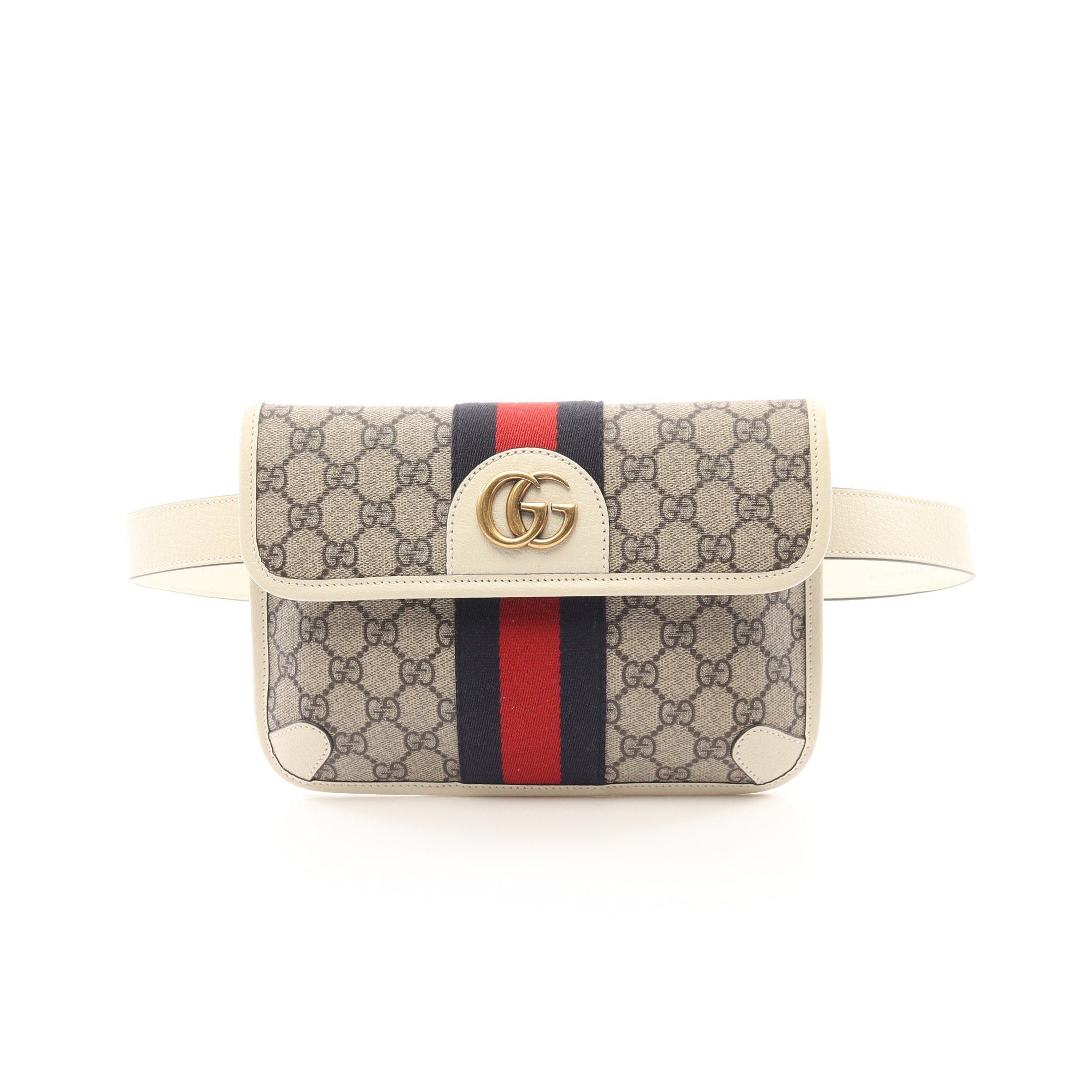 Gucci Ophidia Gg Supreme Belt Bag Body Waist Leather Beige Ivory