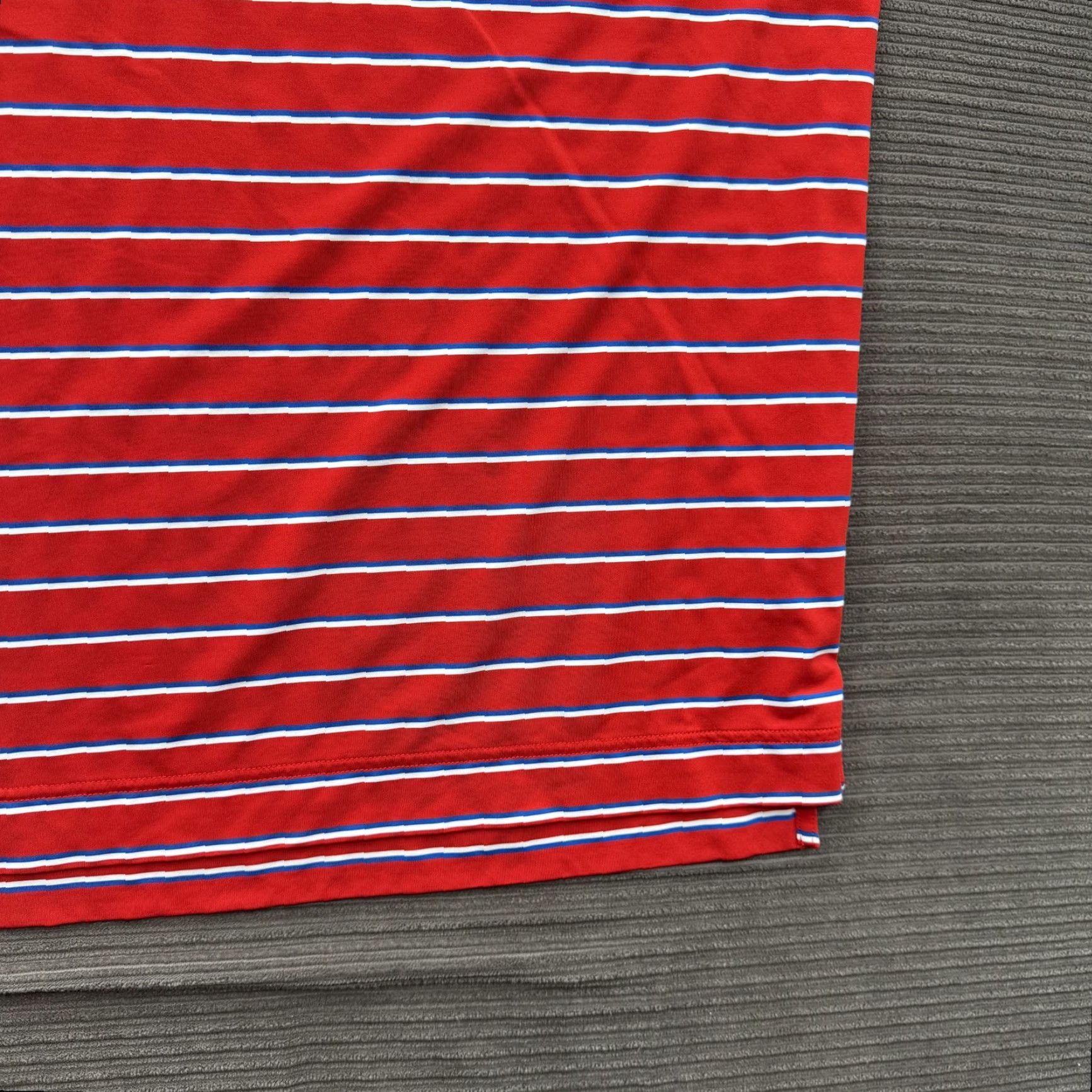 Footjoy FootJoy Polo Shirt Mens XL Red Blue White Striped Golf Performance Short Sleeve Breathable Moisture Wicking Size US XL / EU 56 / 4 - 7 Thumbnail