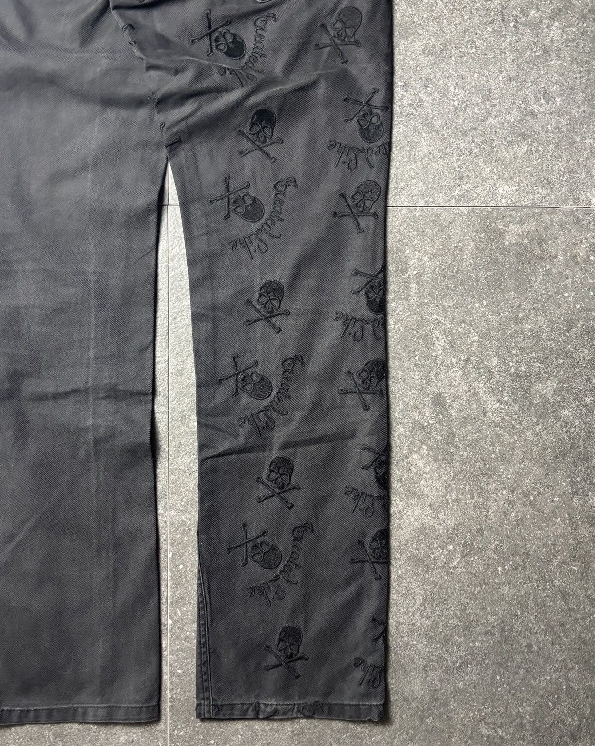If Six Was Nine 2000s Semantic Design Vkei Skull Poem Faded Pants Size US 30 / EU 46 - 5 Thumbnail