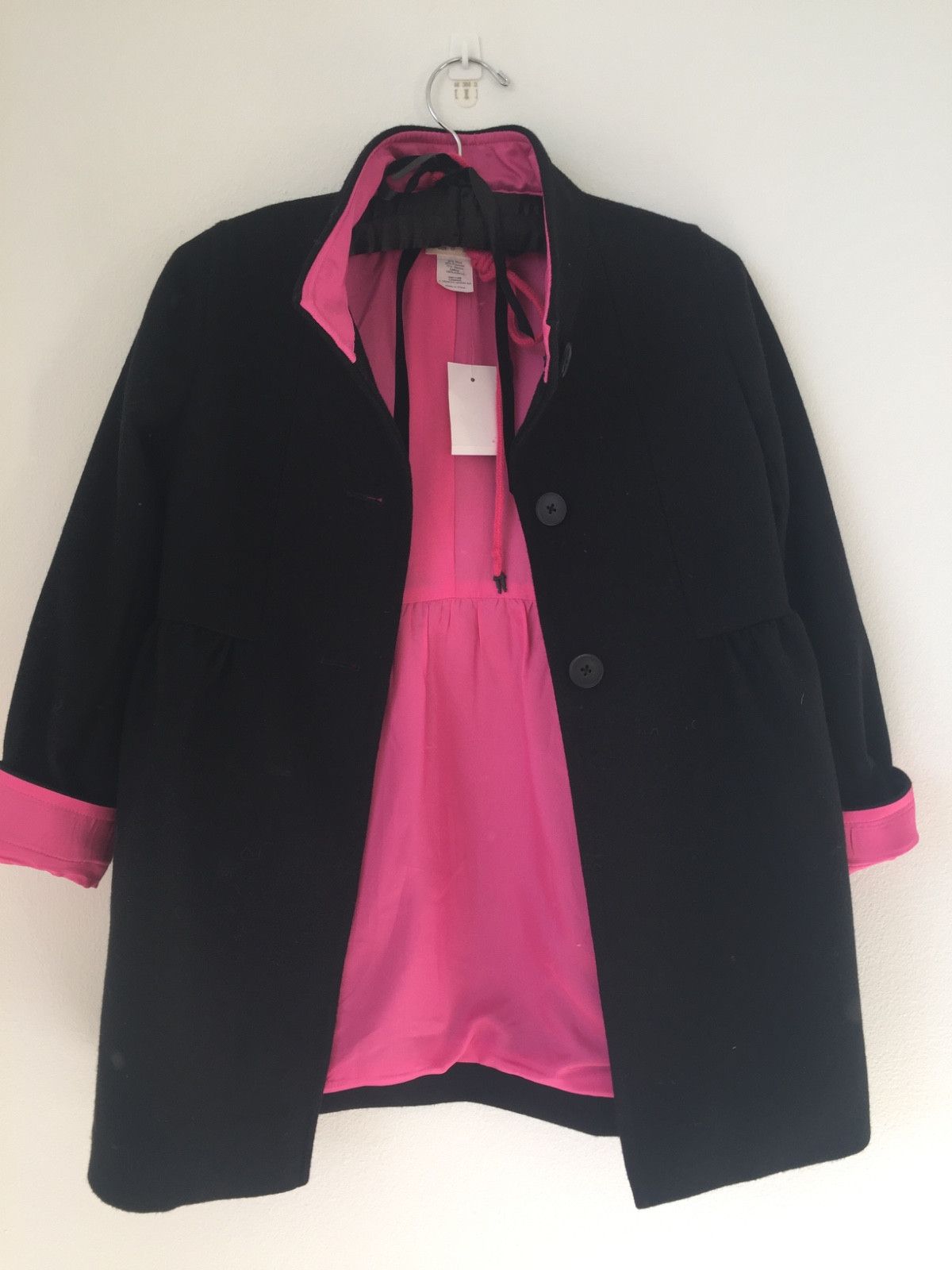 J.Crew BNWT Crewcuts by J.Crew Girls Black Coat w/ Pink Lin Size XXS / US 00 / IT 34 - 2 Thumbnail