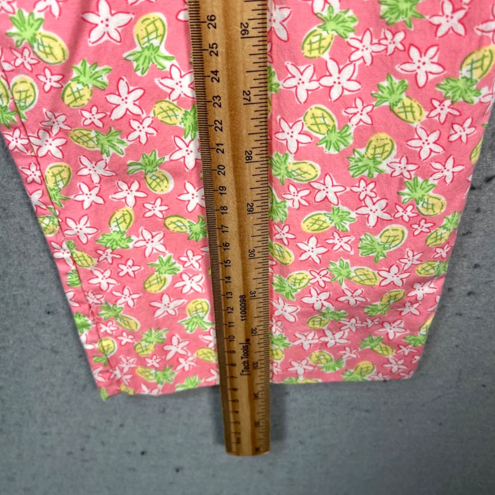 Lilly Pulitzer Lilly Pulitzer Womens 6 Pink & Green Floral Pineapple Print Pants Cotton Cropped Straight Inseam 24 in Summer Beach Size 28" / US 6 / IT 42 - 6 Thumbnail