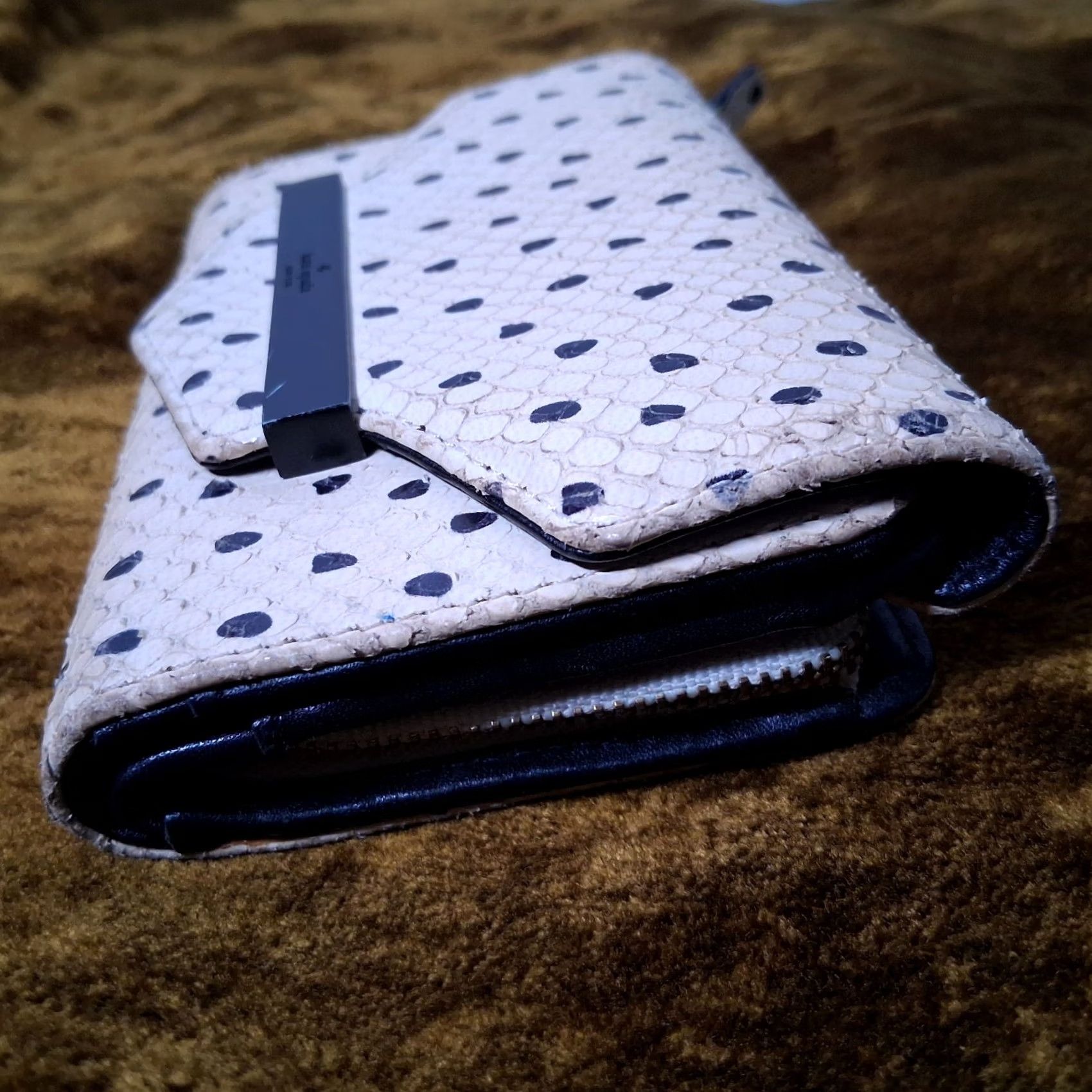 Vintage VINTAGE kate spade new york Kennedy Street Snake Wallet Trifold Ivory Black Dots Leather Woman Wallet Size ONE SIZE - 5 Thumbnail