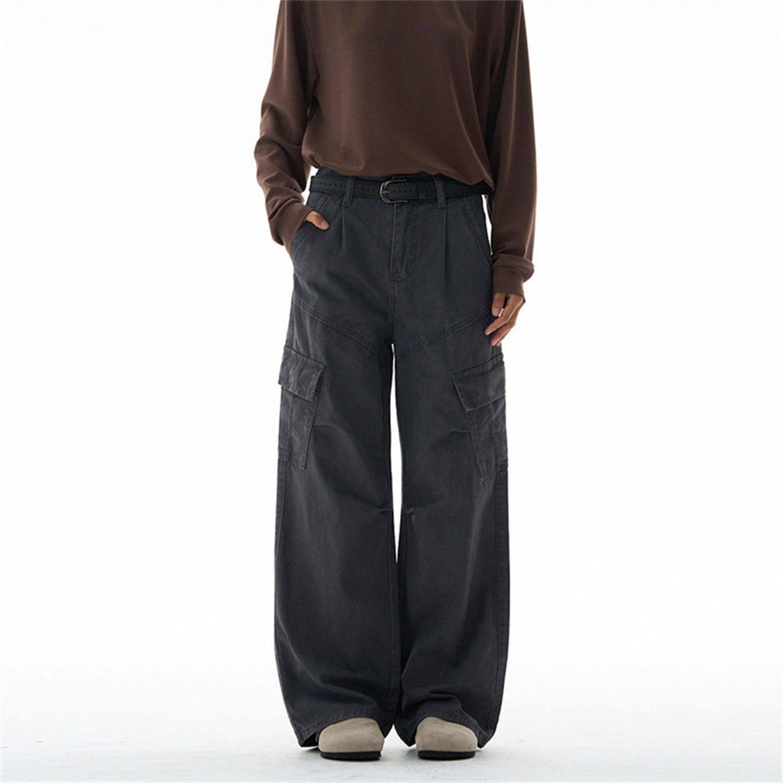Vintage Gray Wide Leg Cargo Pants, Loose Fit Utility Pants Size US 32 / EU 48 - 9 Thumbnail