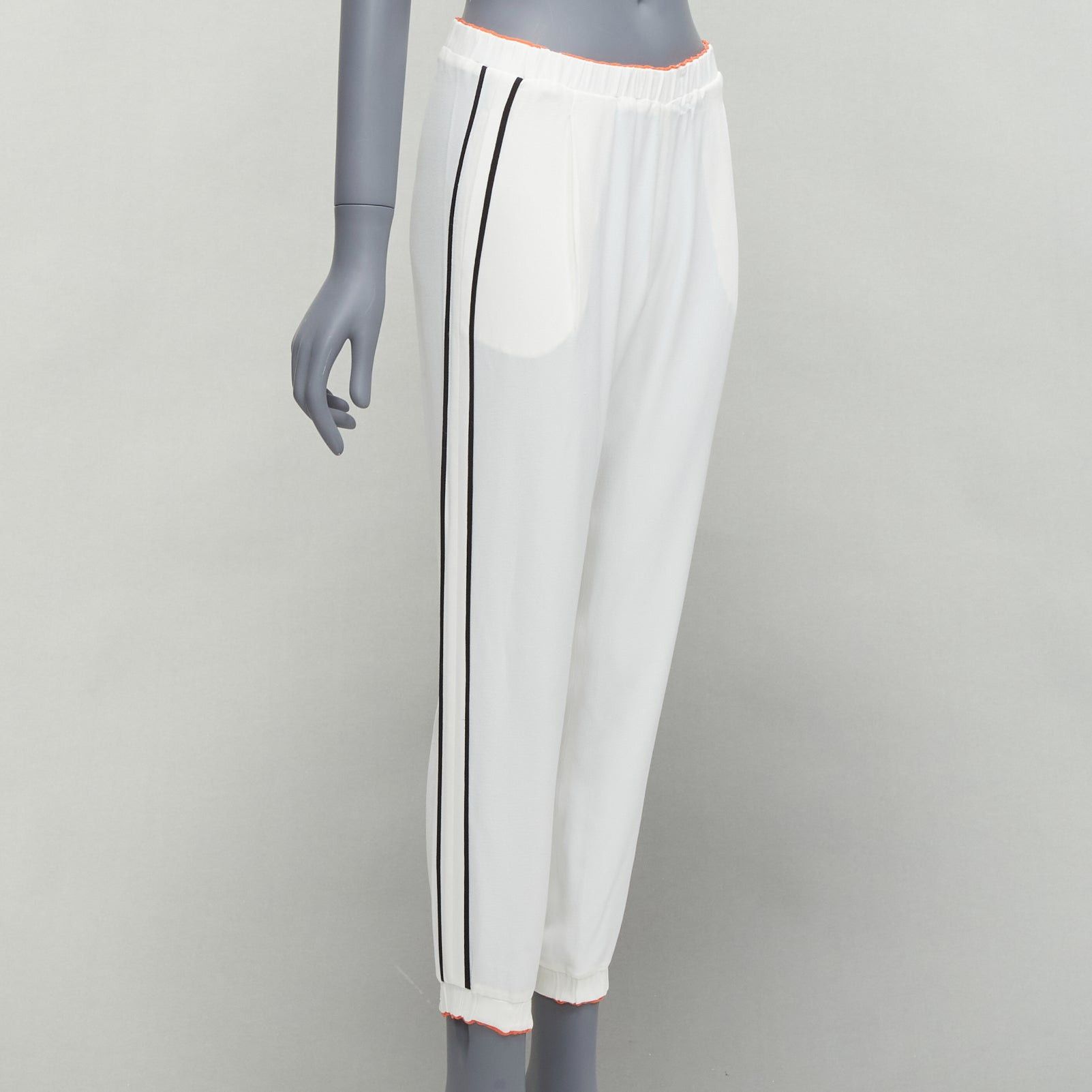Fendi FENDI white silky black orange trims casual jogger pants IT36 XXS Size 25" / US 0 / IT 36 - 1 Thumbnail