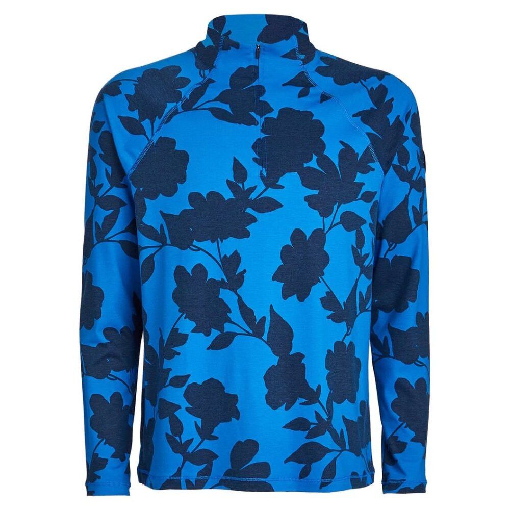 G/FORE NWT New $155 G/FORE Tonal Floral Luxe Quarter Zip Golf Blue Size US L / EU 52-54 / 3 - 2 Thumbnail