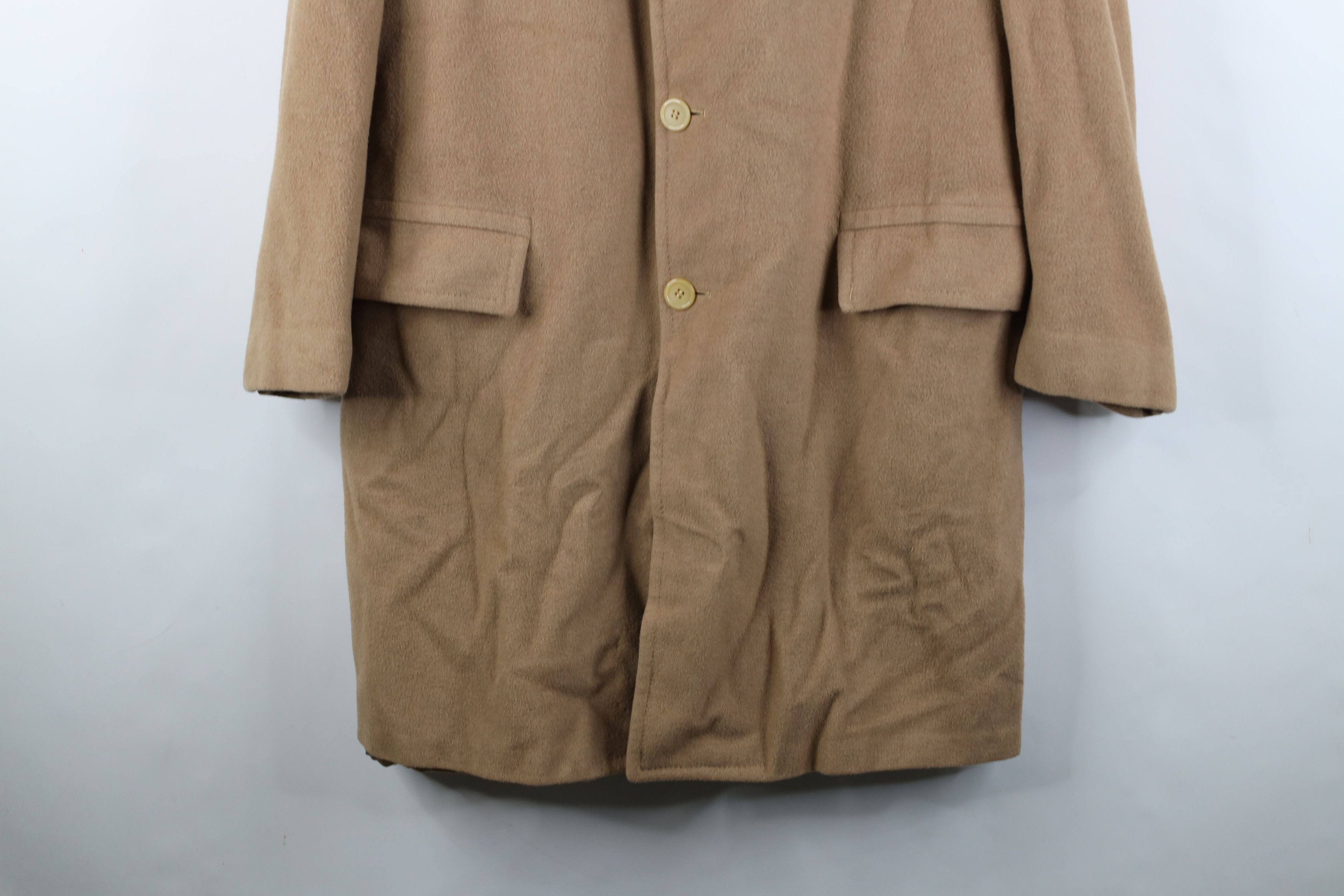 Vintage Vintage 90s Cashmere Blend Overcoat Car Jacket Beige Tan USA Size US XL / EU 56 / 4 - 3 Thumbnail