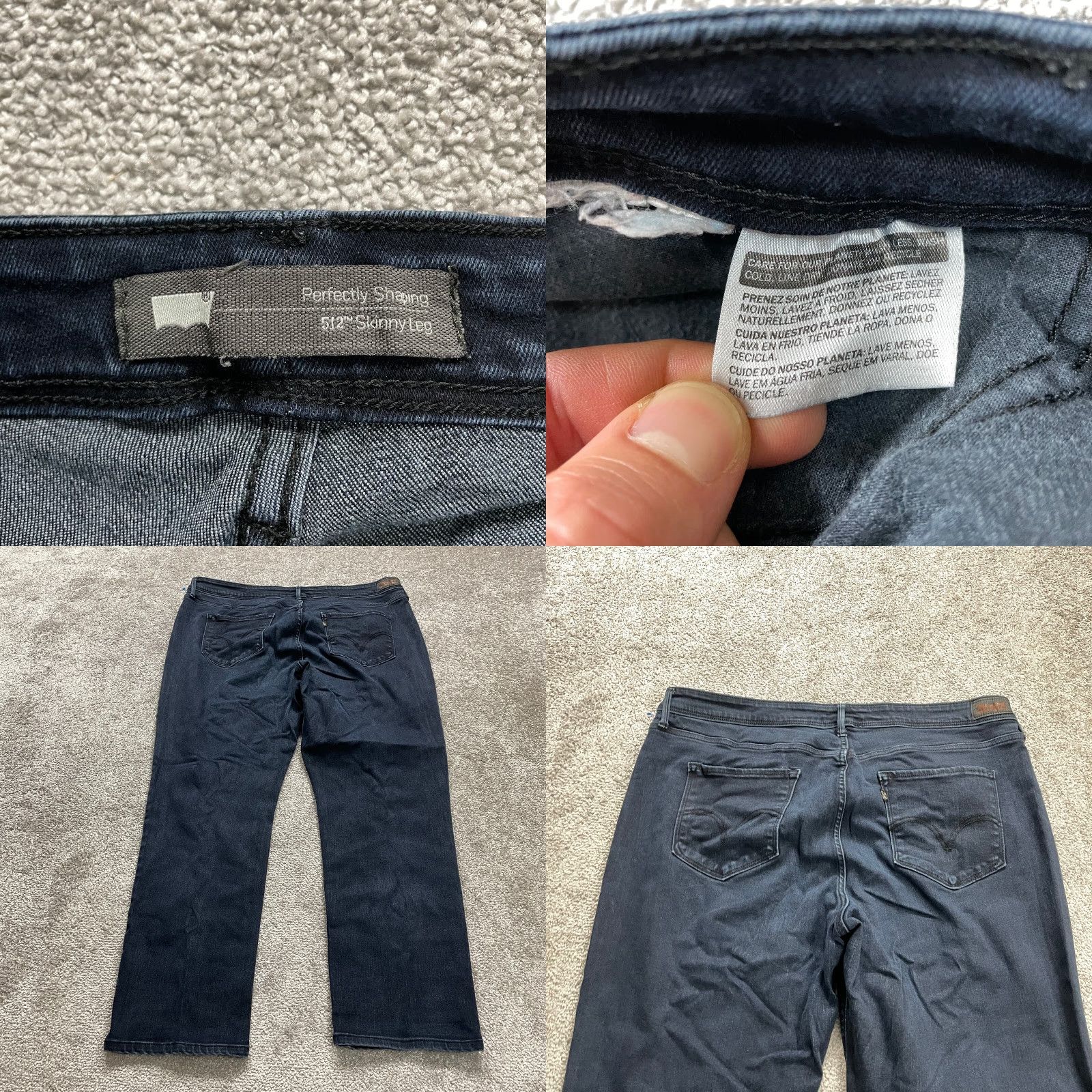 Levi's Levis Jeans 512 Skinny Shaping 40x29 Blue Dark Wash 90s USA Womens Size 27" / US 4 / IT 40 - 8 Thumbnail