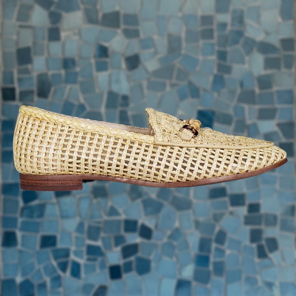Sam Edelman Sam Edelman Loafers Raffia Lowell in Natural Bamboo Double-E Bit Women's US 6.5 M Shoes Size US 7 / IT 37 - 1 Thumbnail