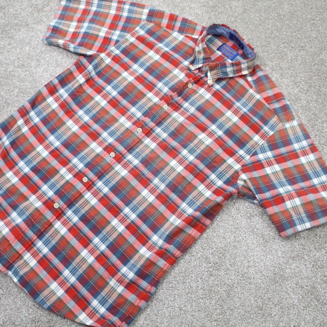 Pendleton Pendleton Board Shirt Men L Red/Blue Plaid Cotton Short Sleeve Button-Down Shirt Mens Large Plaid Cotton Button-Up Shirt Size US L / EU 52-54 / 3 - 3 Thumbnail