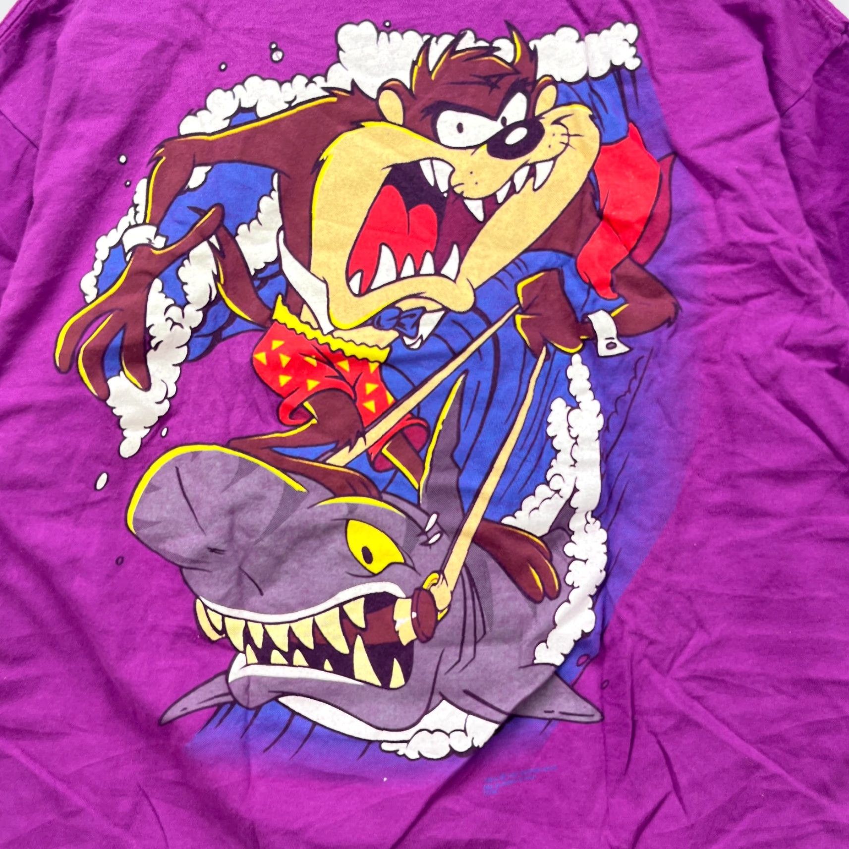 Vintage VINTAGE 90s Taz Looney Tunes Single Stitch Shark T-Shirt Large Size US L / EU 52-54 / 3 - 2 Thumbnail
