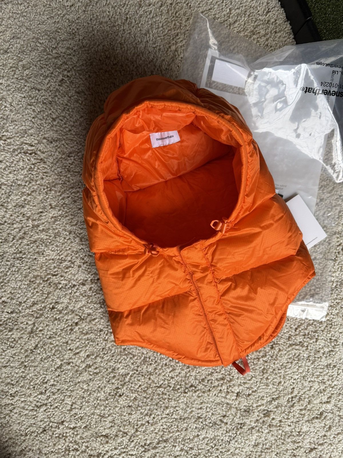 thisisneverthat thisisneverthat PERTEX® Puffer Balaclava Hood. Down. Orange. Size ONE SIZE - 6 Thumbnail