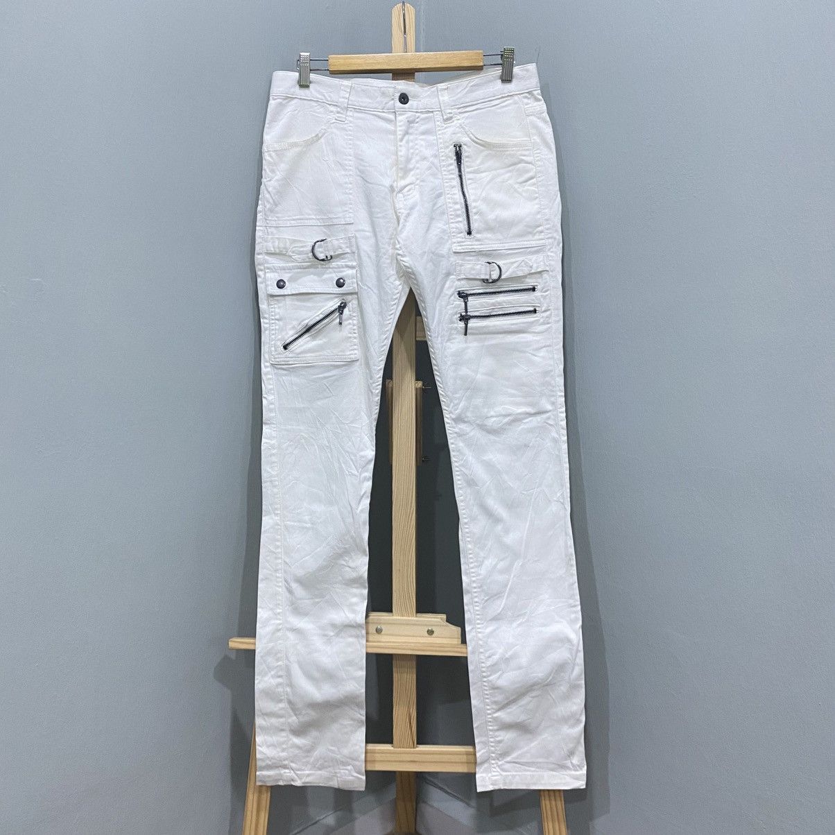 If Six Was Nine Archive White Multi-Zipper Bondage Cargo Pants Y2K Cyber Size US 30 / EU 46 - 3 Thumbnail